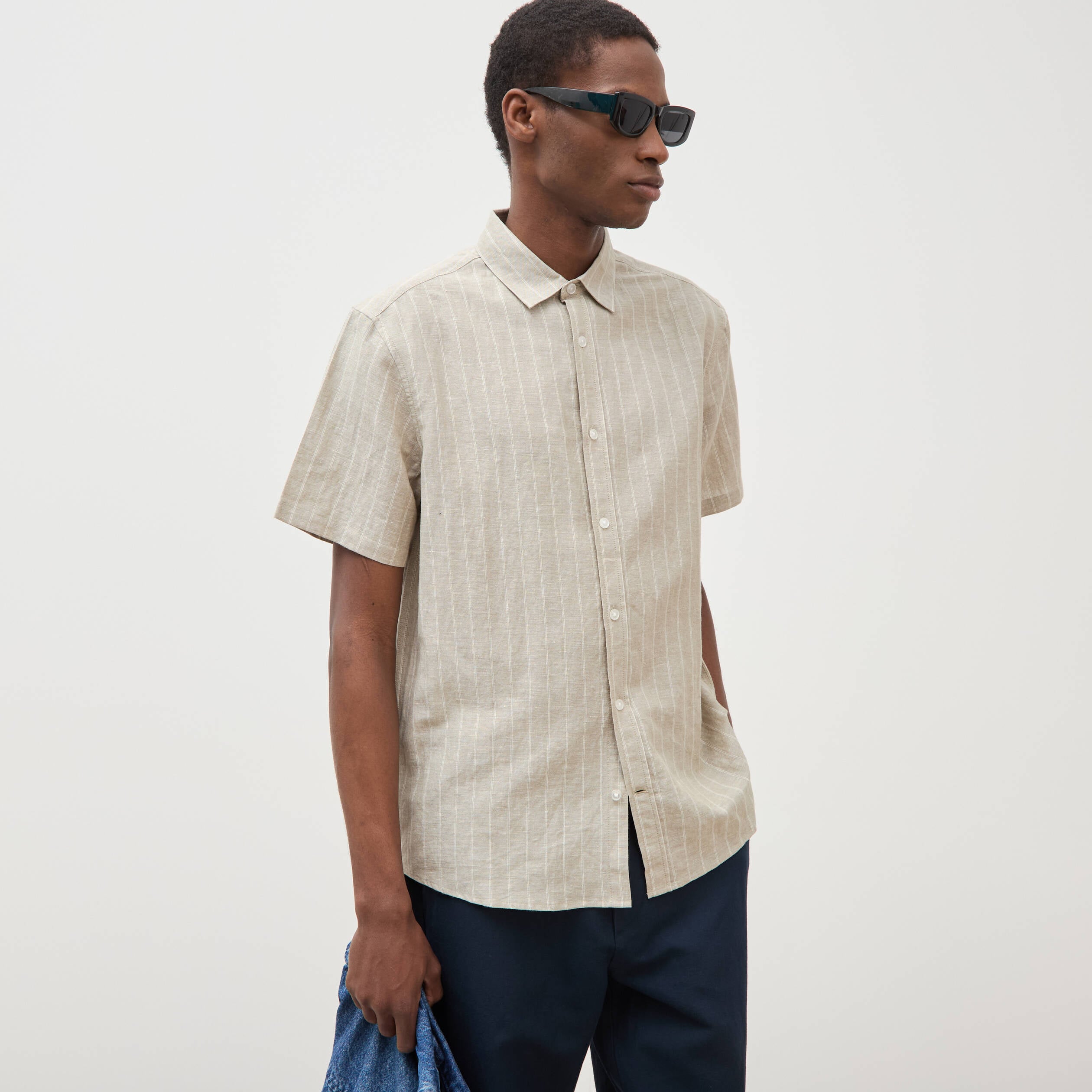 Chemise manches courtes vert kaki homme