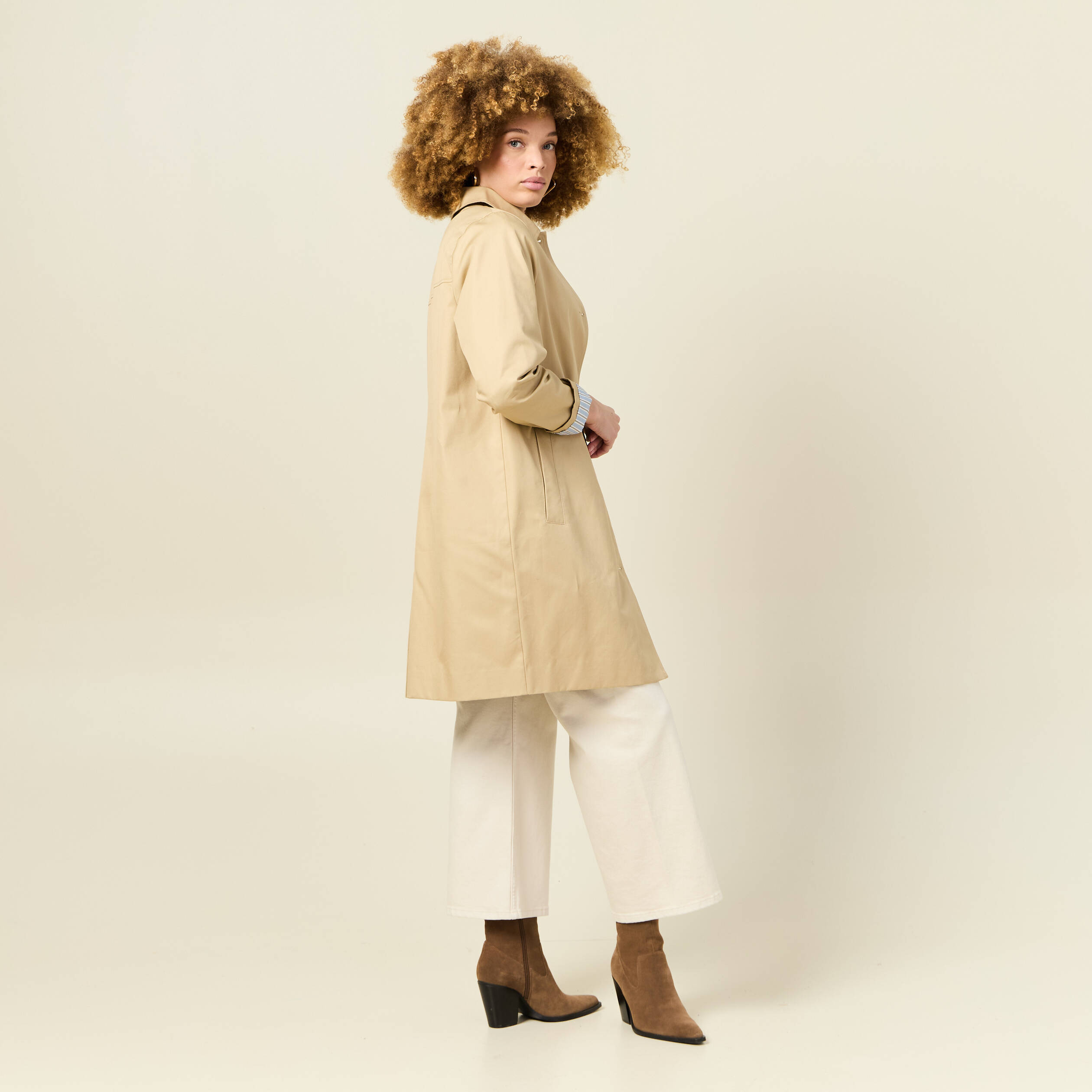 Trench long doublé beige femme - Main Image