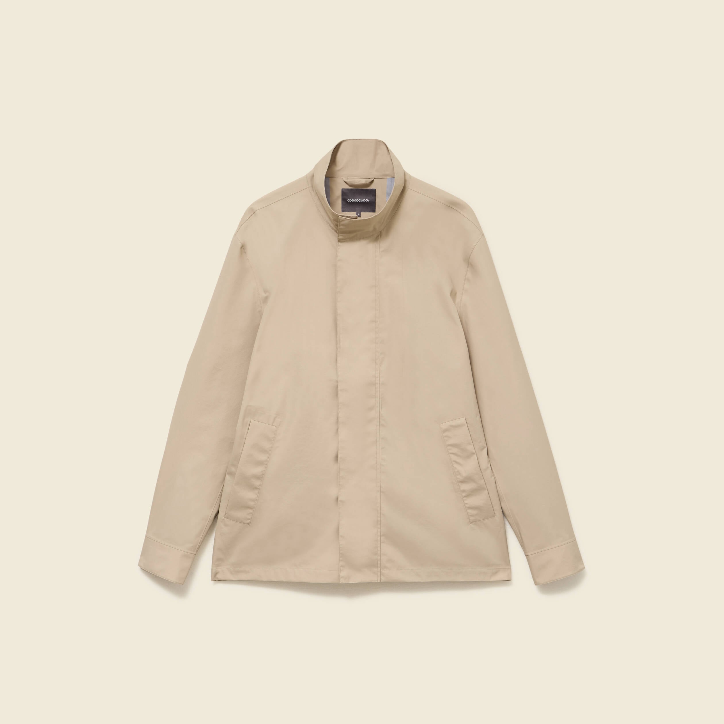 Trench manches longues col montant beige homme