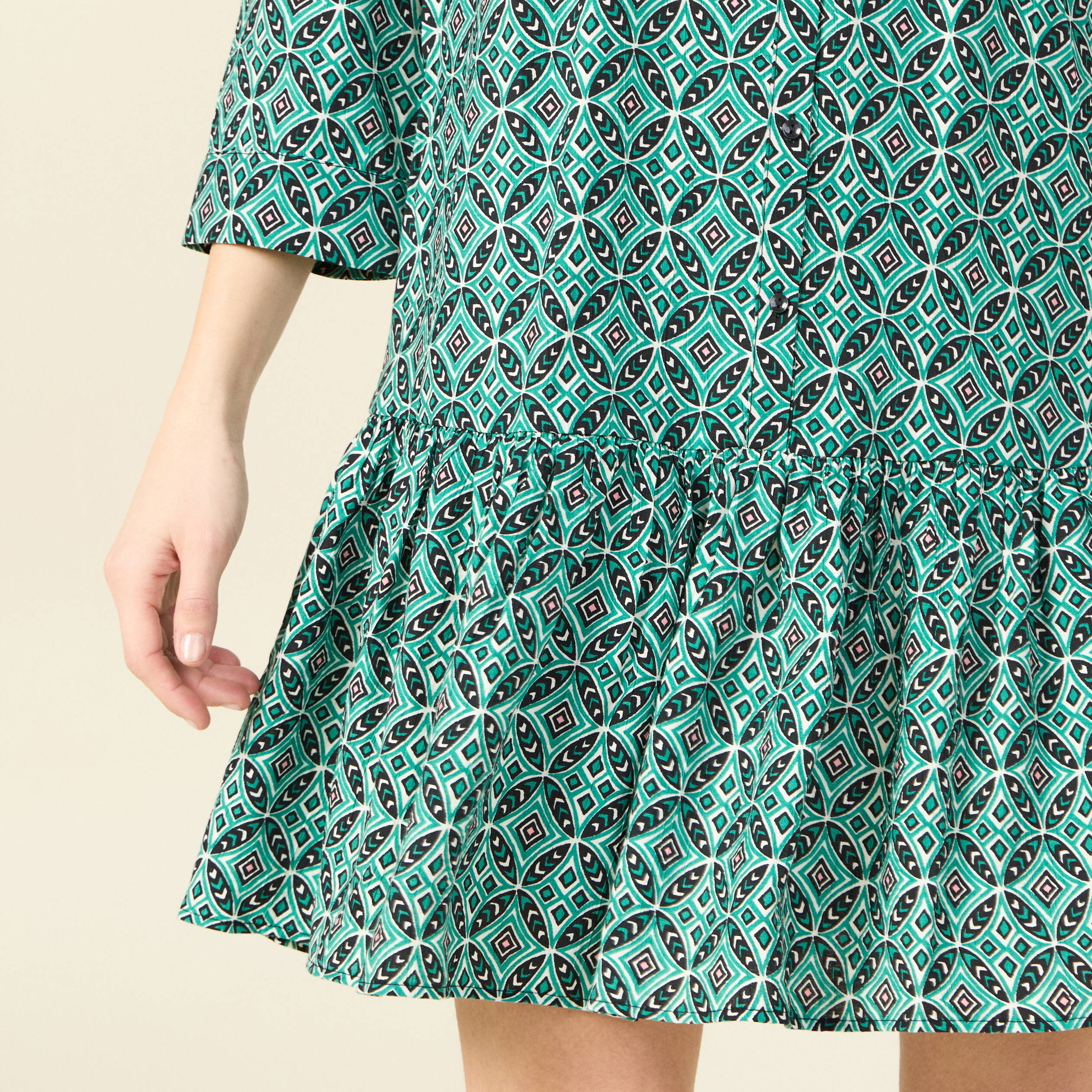 robe chemise eco responsable vert femme Robe chemise éco-responsable vert femme