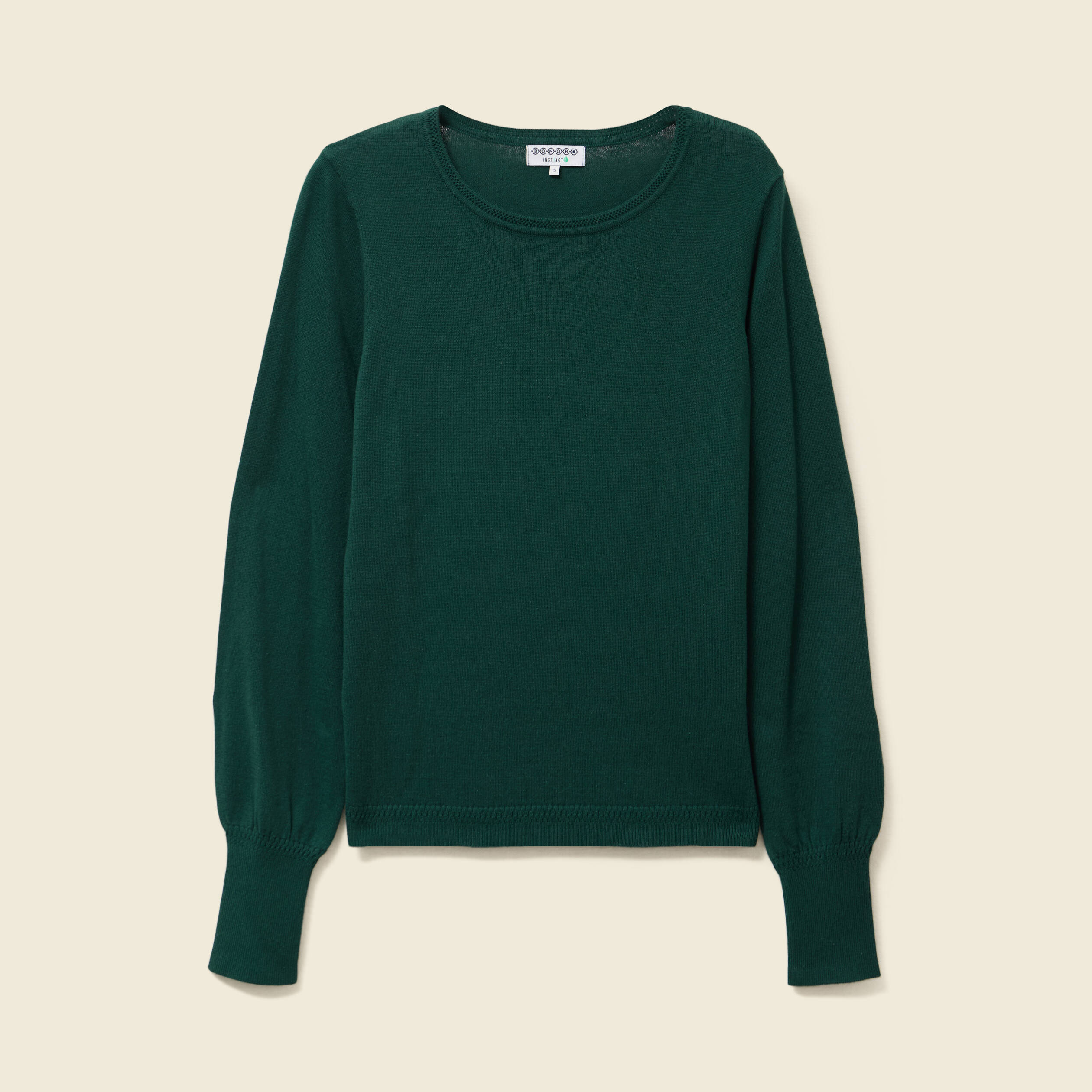 Pull manches longues vert fonc&eacute; femme