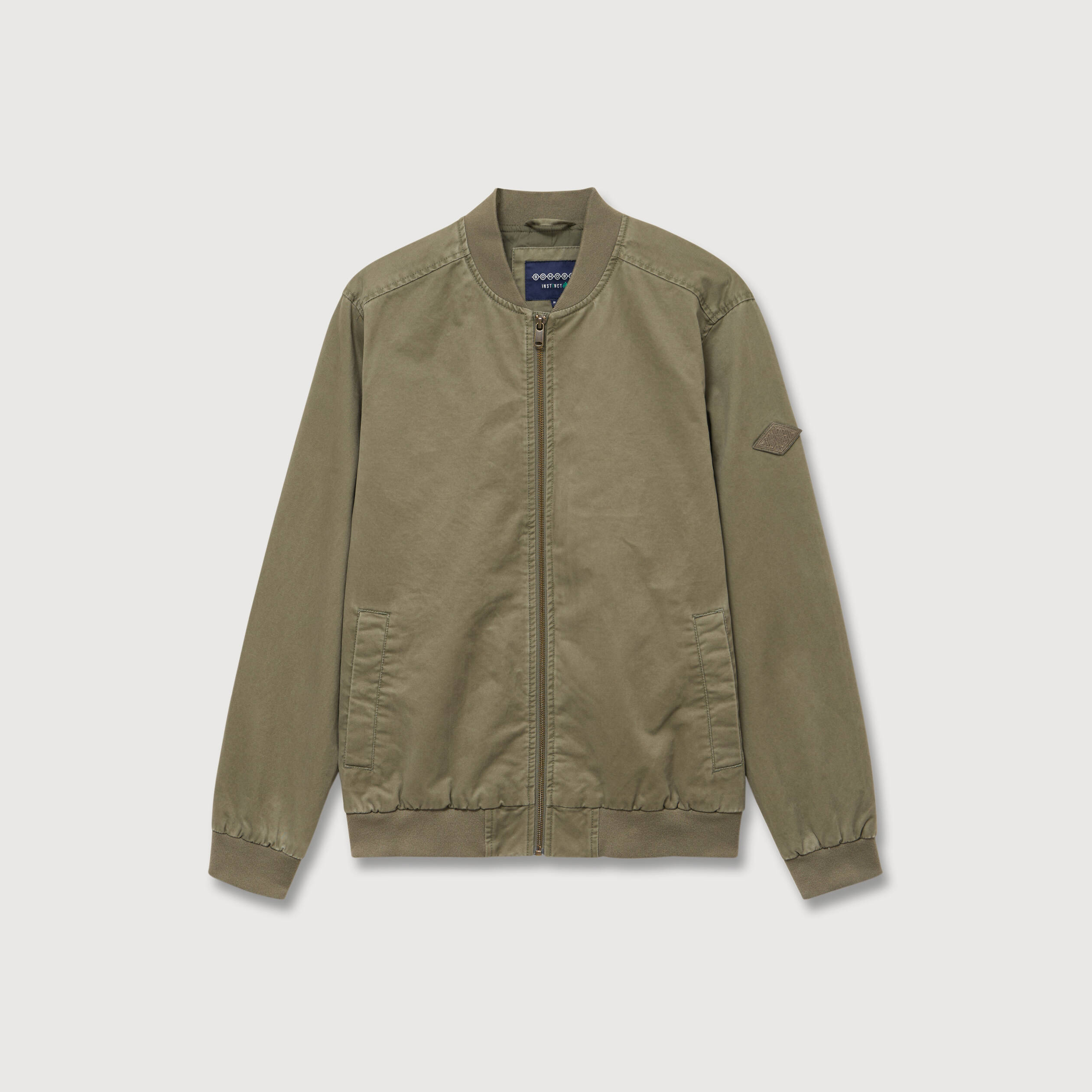 Blouson manches longues doubl&eacute; en coton vert kaki homme