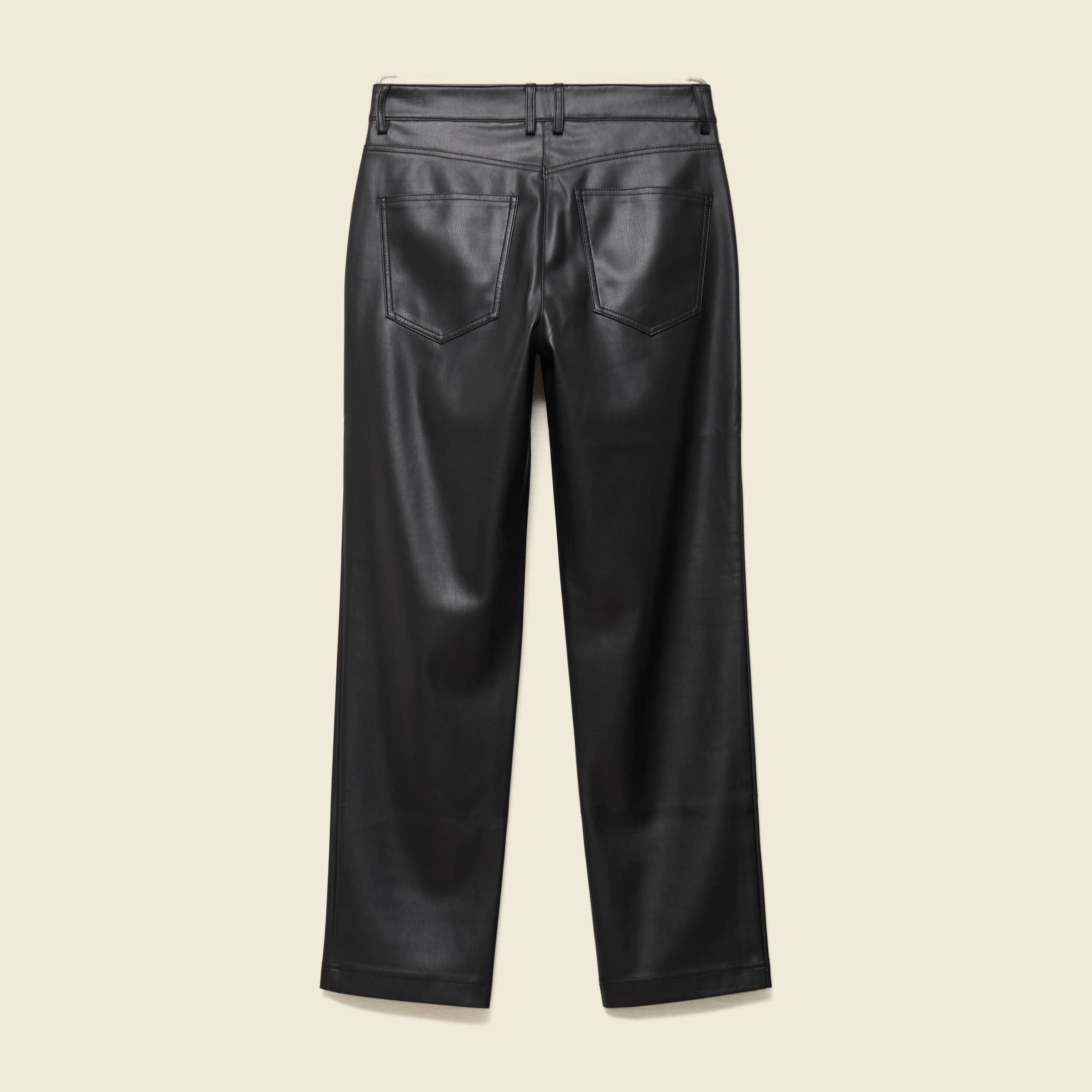 Pantalon taille haute similicuir noir femme