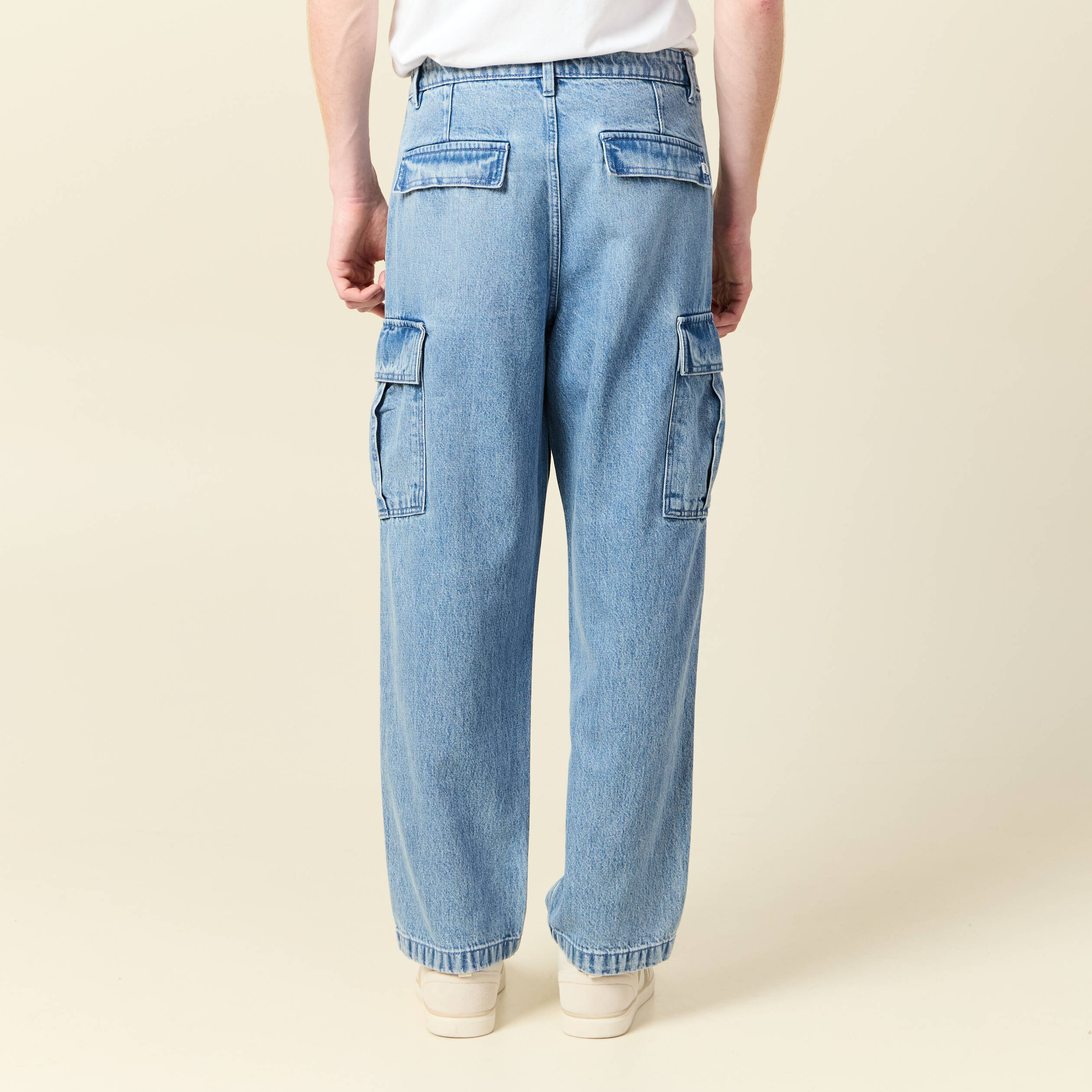 pantalon cargo en coton denim bleach homme Pantalon cargo en coton denim bleach homme