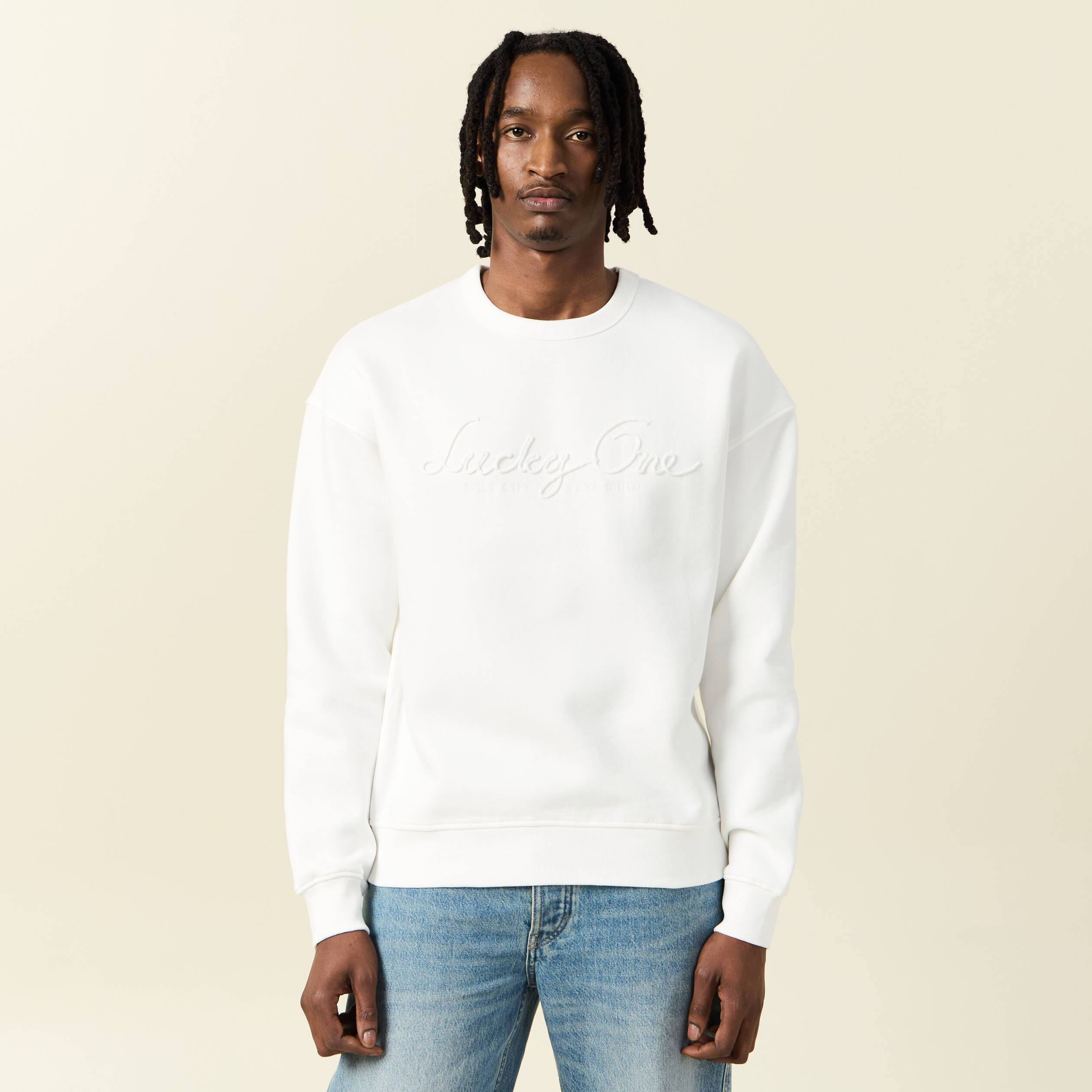 Sweat manches longues ecru homme