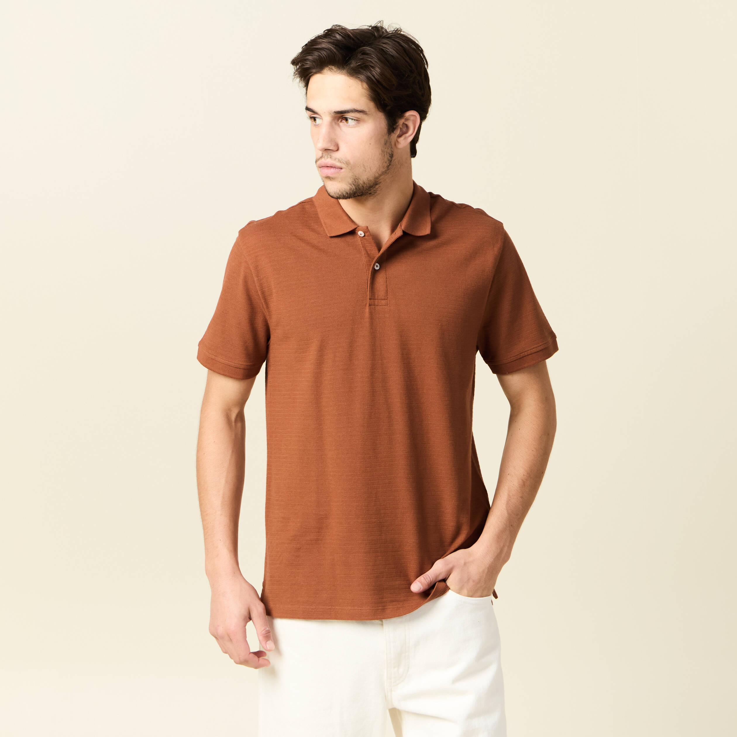 polo eco responsable marron cognac homme Polo éco-responsable marron cognac homme