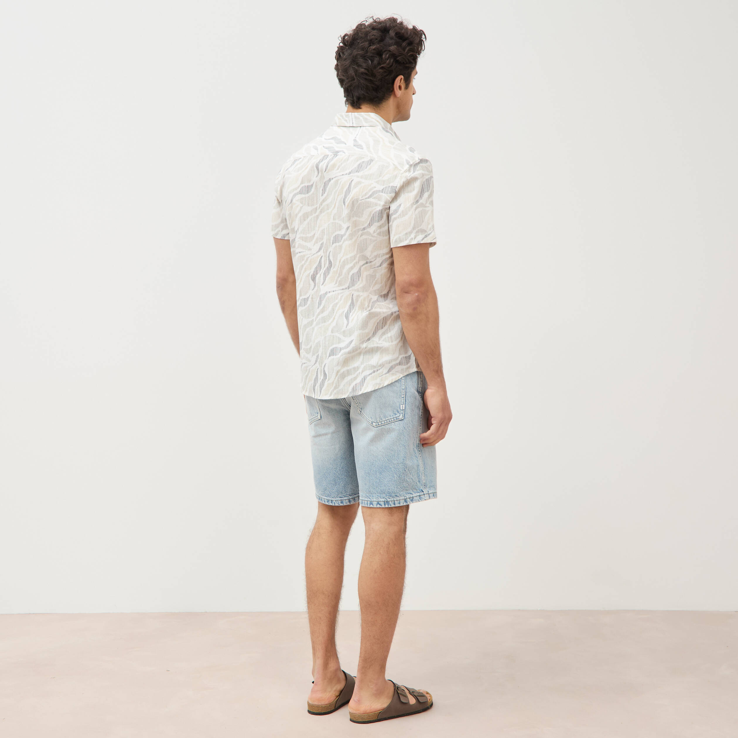 Chemise manches courtes beige homme