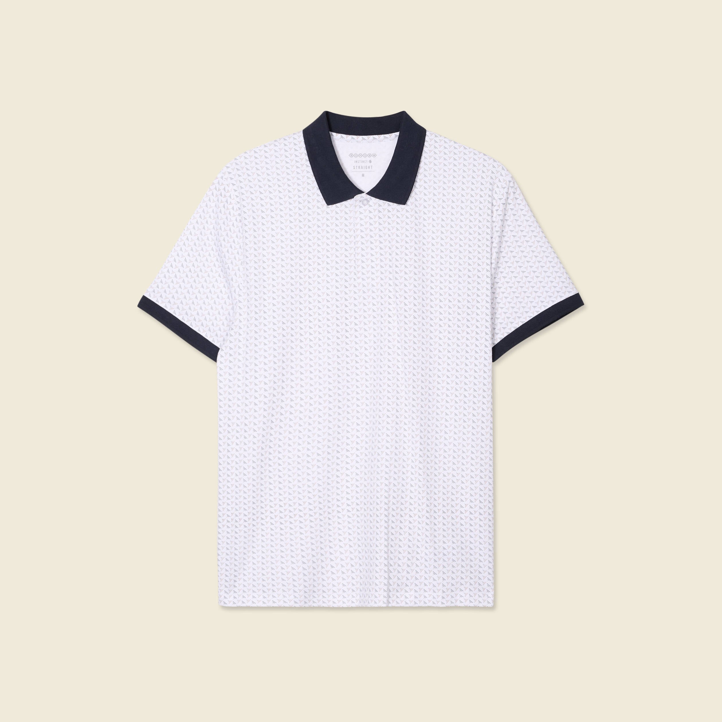 Polo cintr&eacute; en coton manches courtes blanc homme