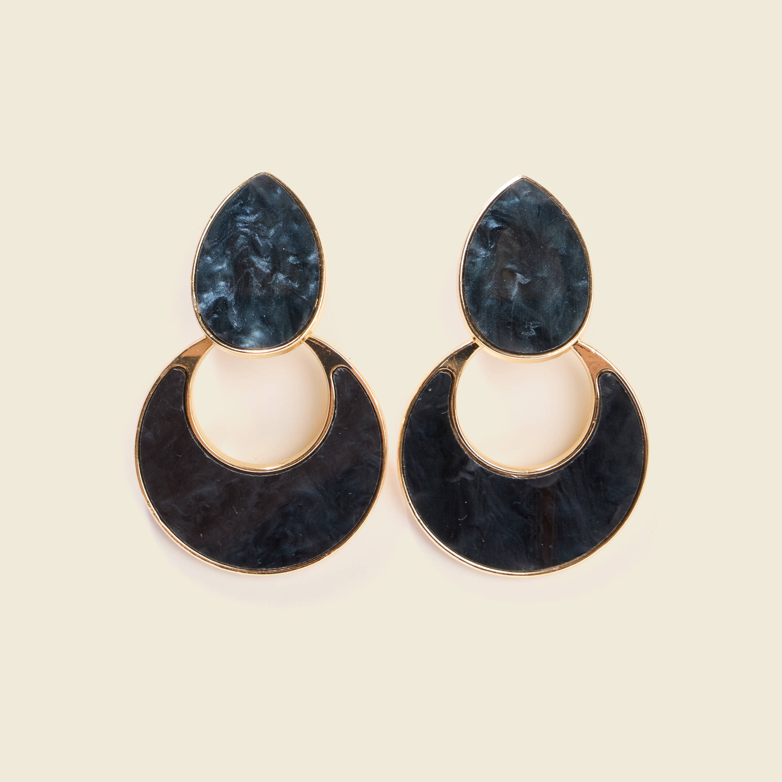 Boucles d'oreilles bleu canard femme