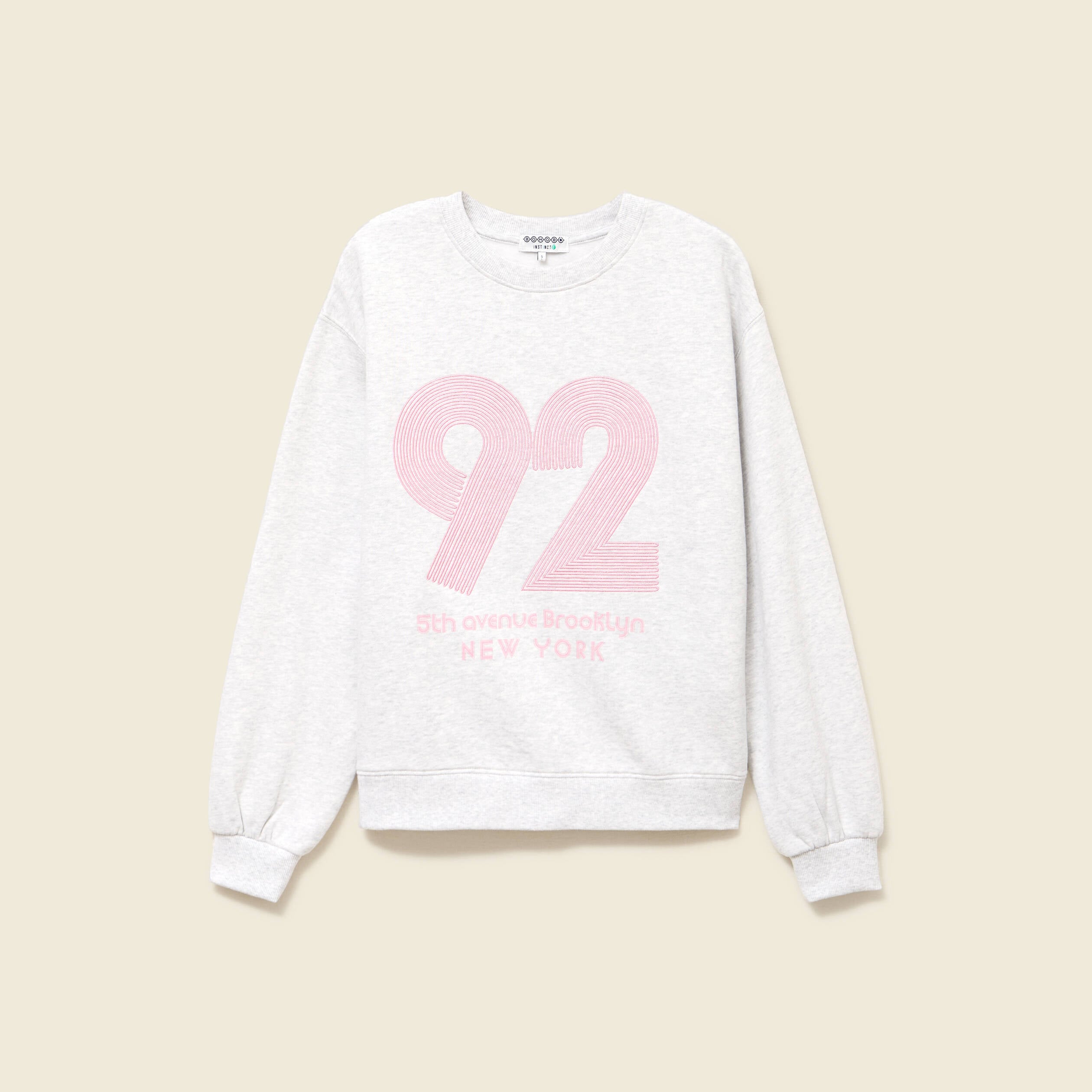 Sweat droit court manches longues gris femme
