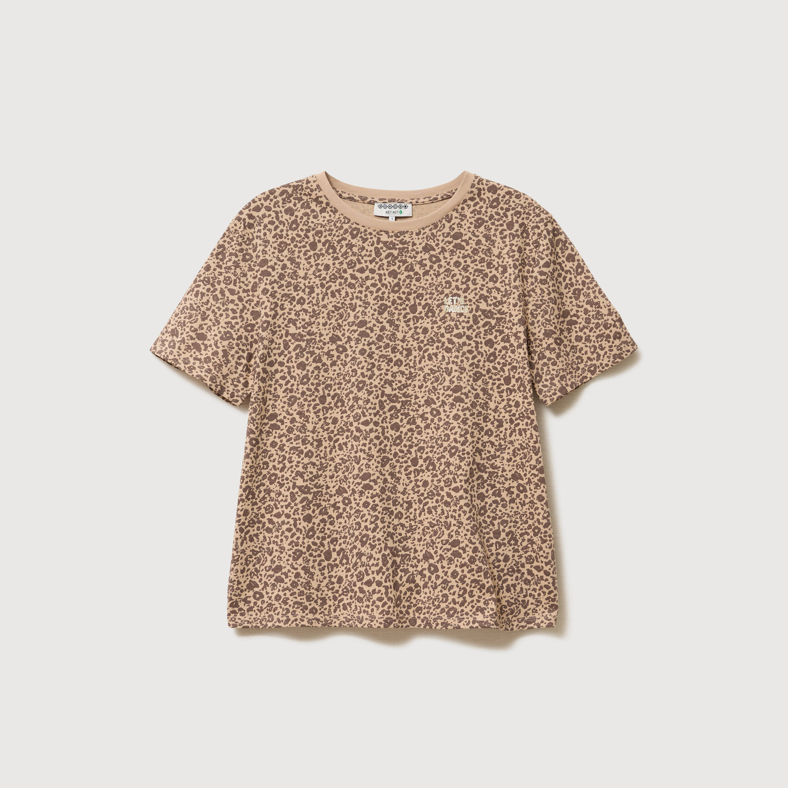 T-shirt droit col rond manches courtes sable femme