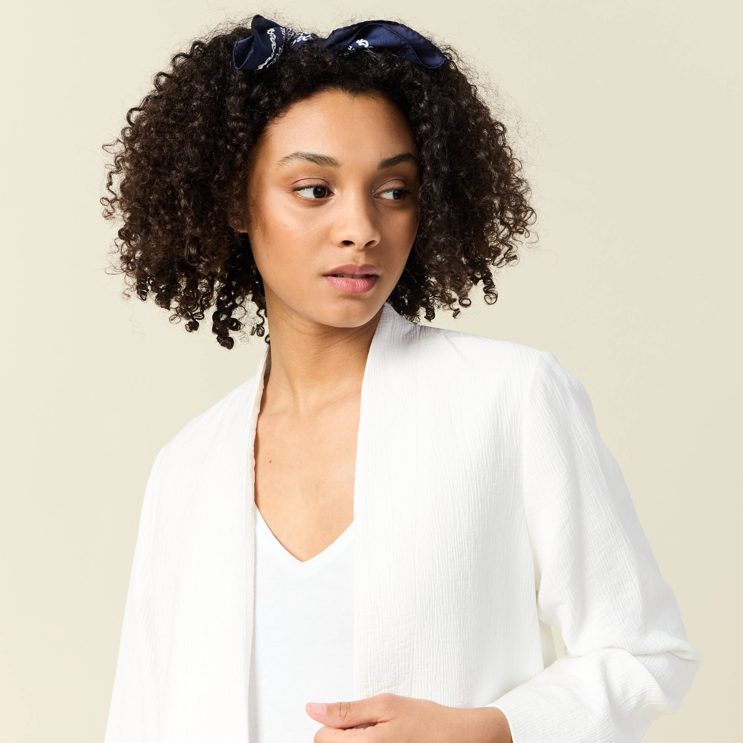 Veste esprit blazer fluide ecru femme