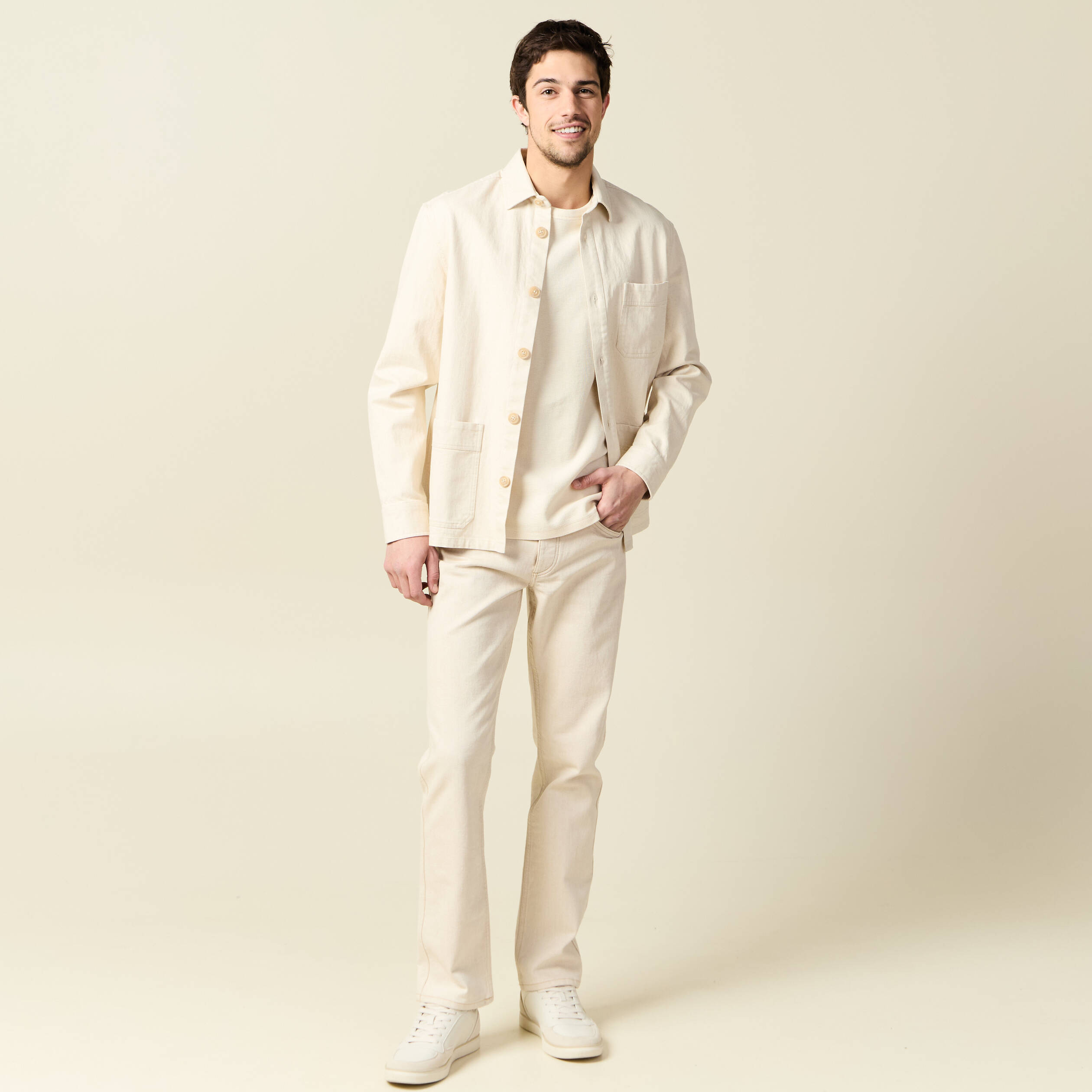 jeans regular 5 poches denim beige homme Jeans regular 5 poches denim beige homme