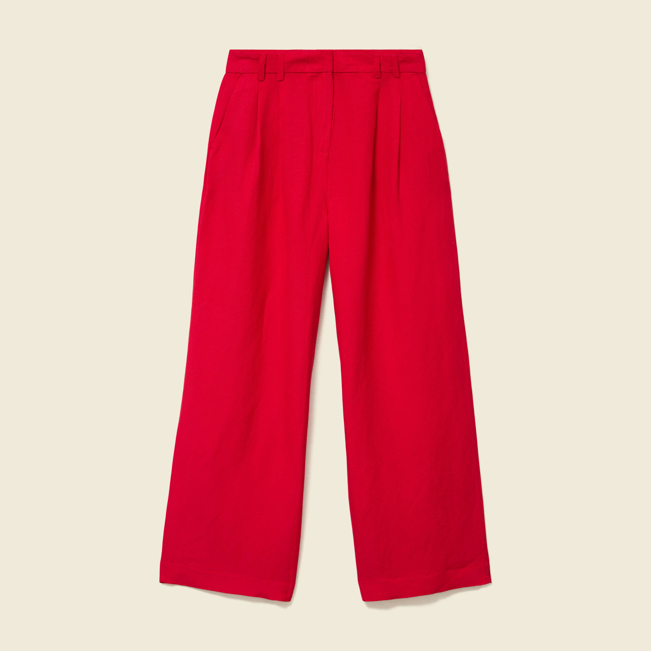 Pantalon large taille standard rouge femme