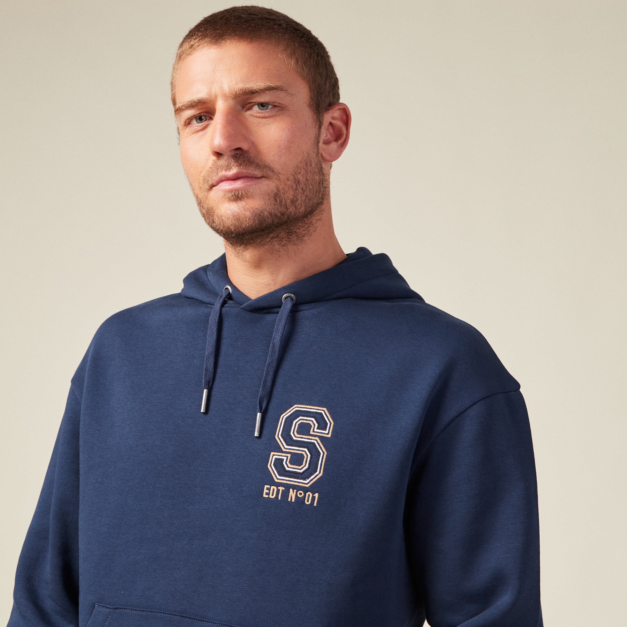 Sweat à capuche bleu marine homme