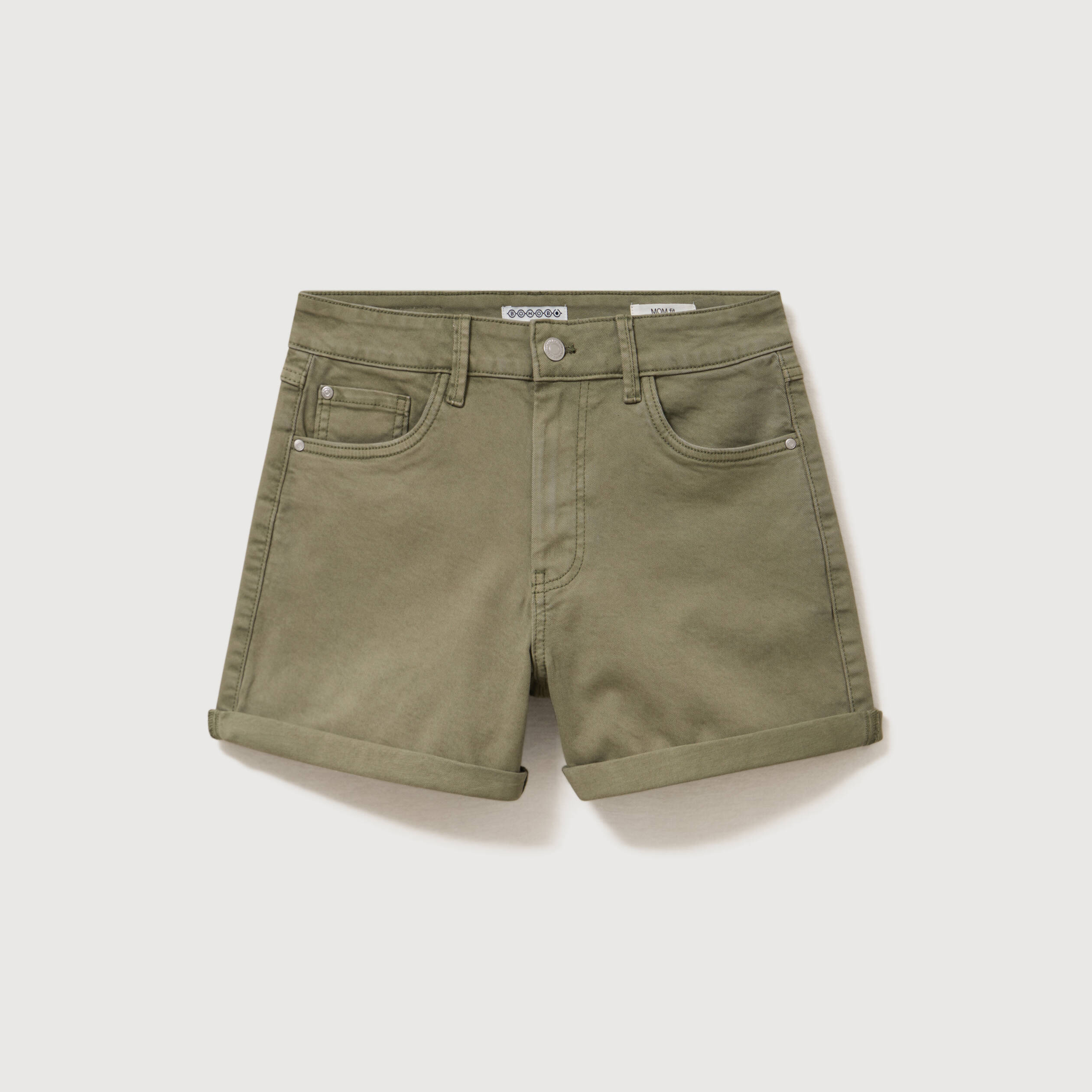 Short mom taille haute vert kaki femme