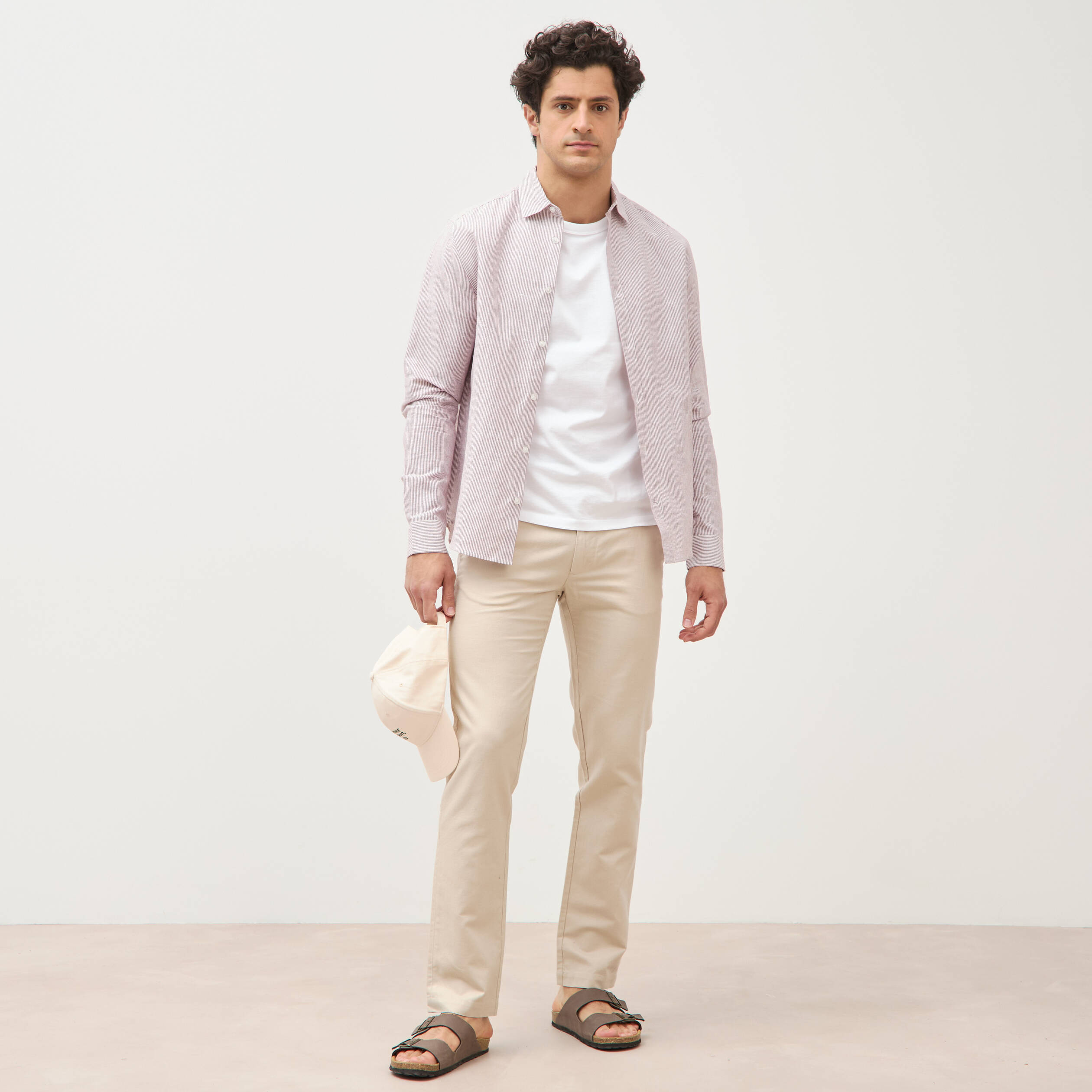 Chemise manches longues vieux rose homme