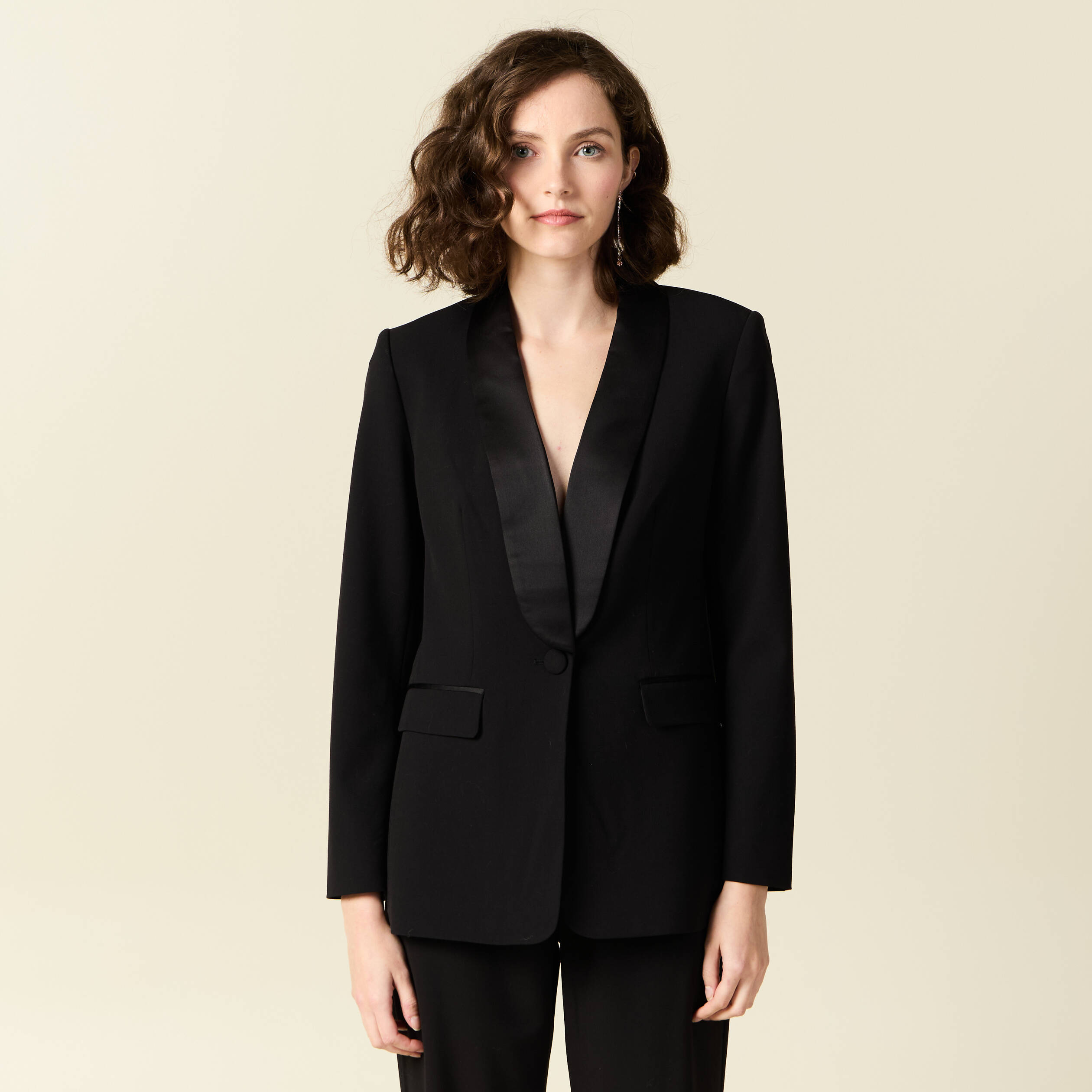 blazer col chale noir femme Blazer col châle noir femme