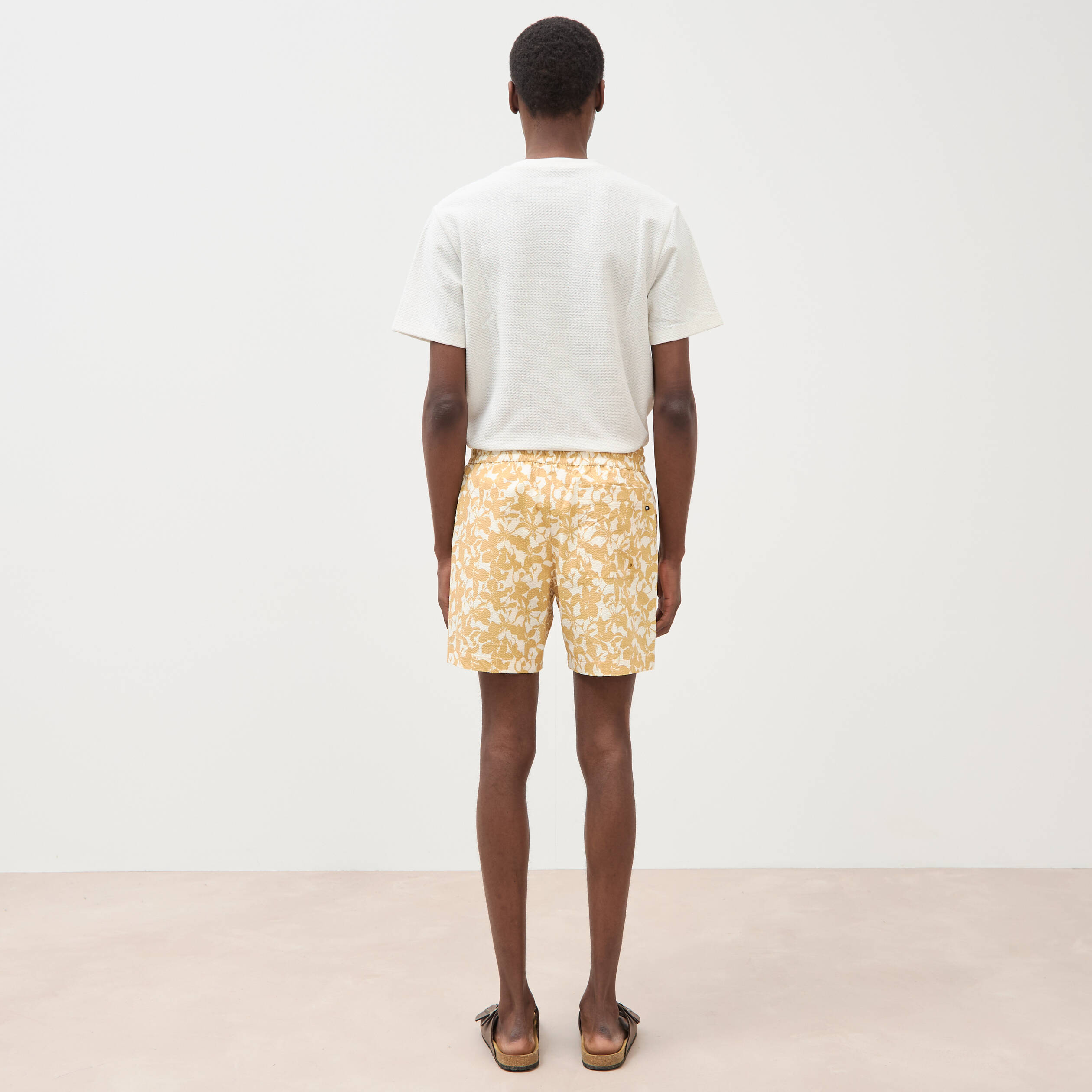Maillot de bain doubl&eacute; jaune moutarde homme