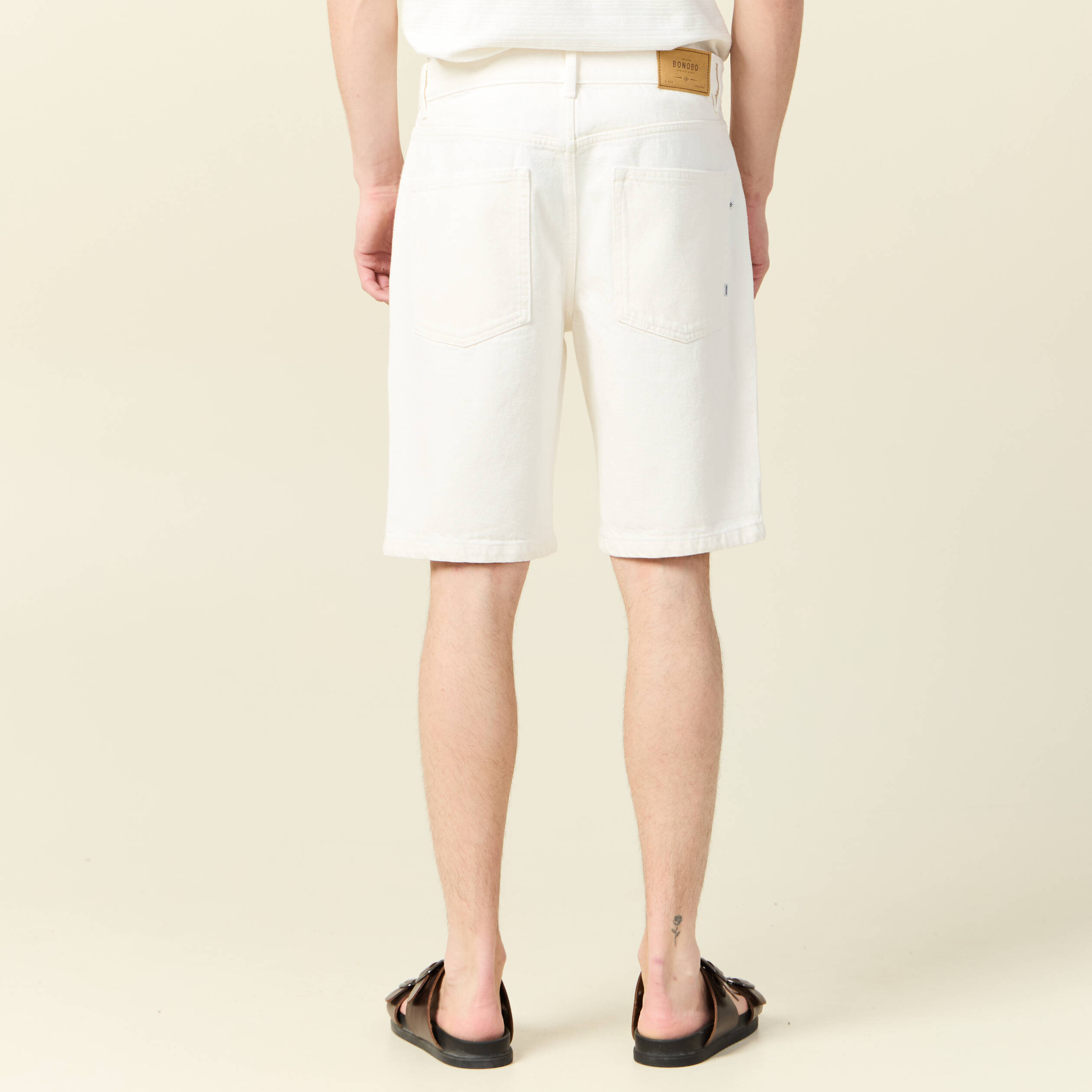 Bermuda droit en jean denim blanc homme