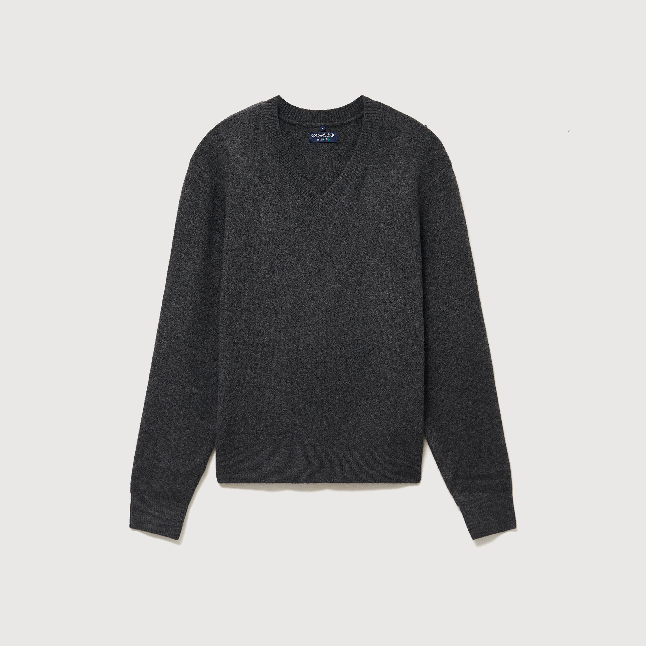 Pull col v manches longues gris fonc&eacute; homme