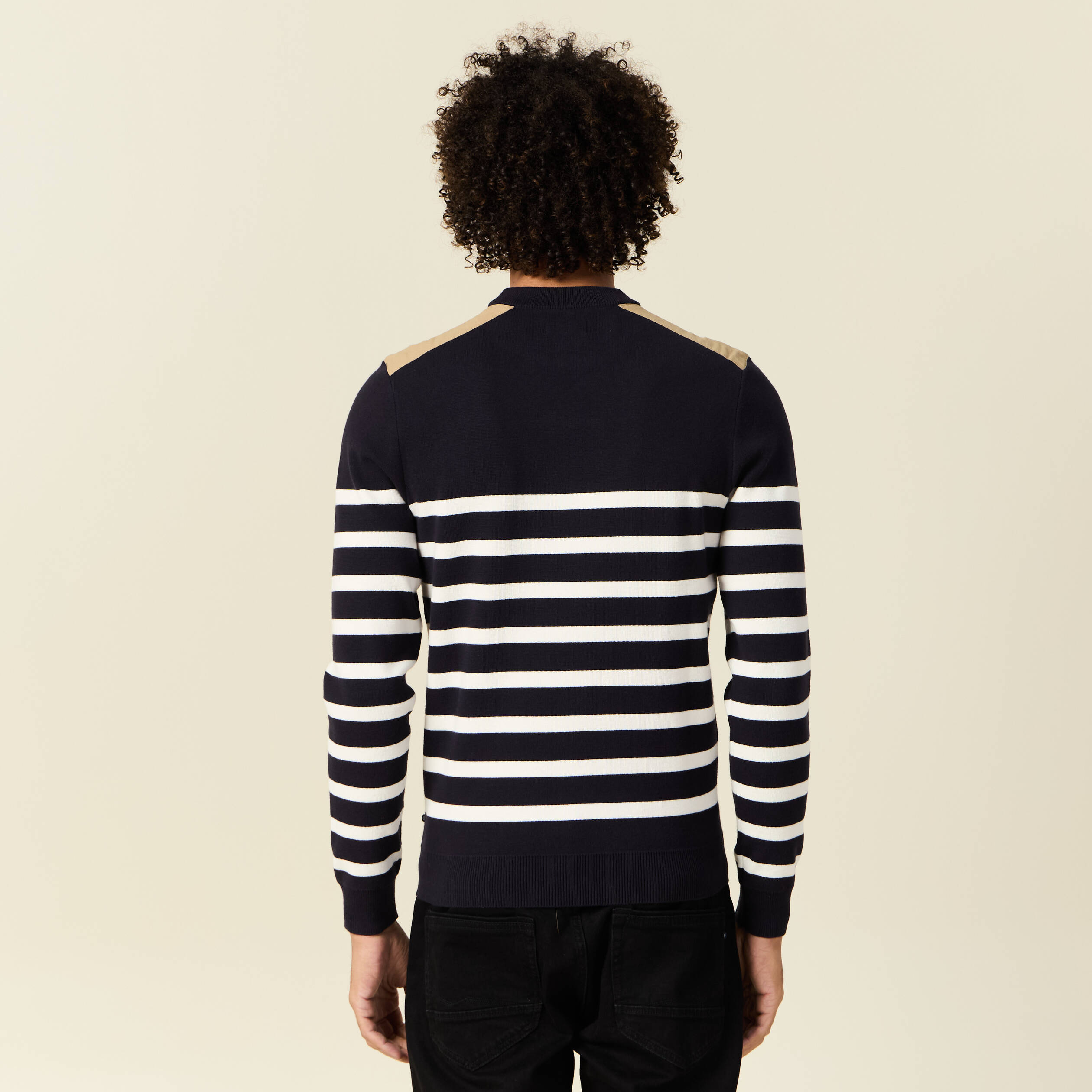 Pull manches longues bleu fonc&eacute; homme