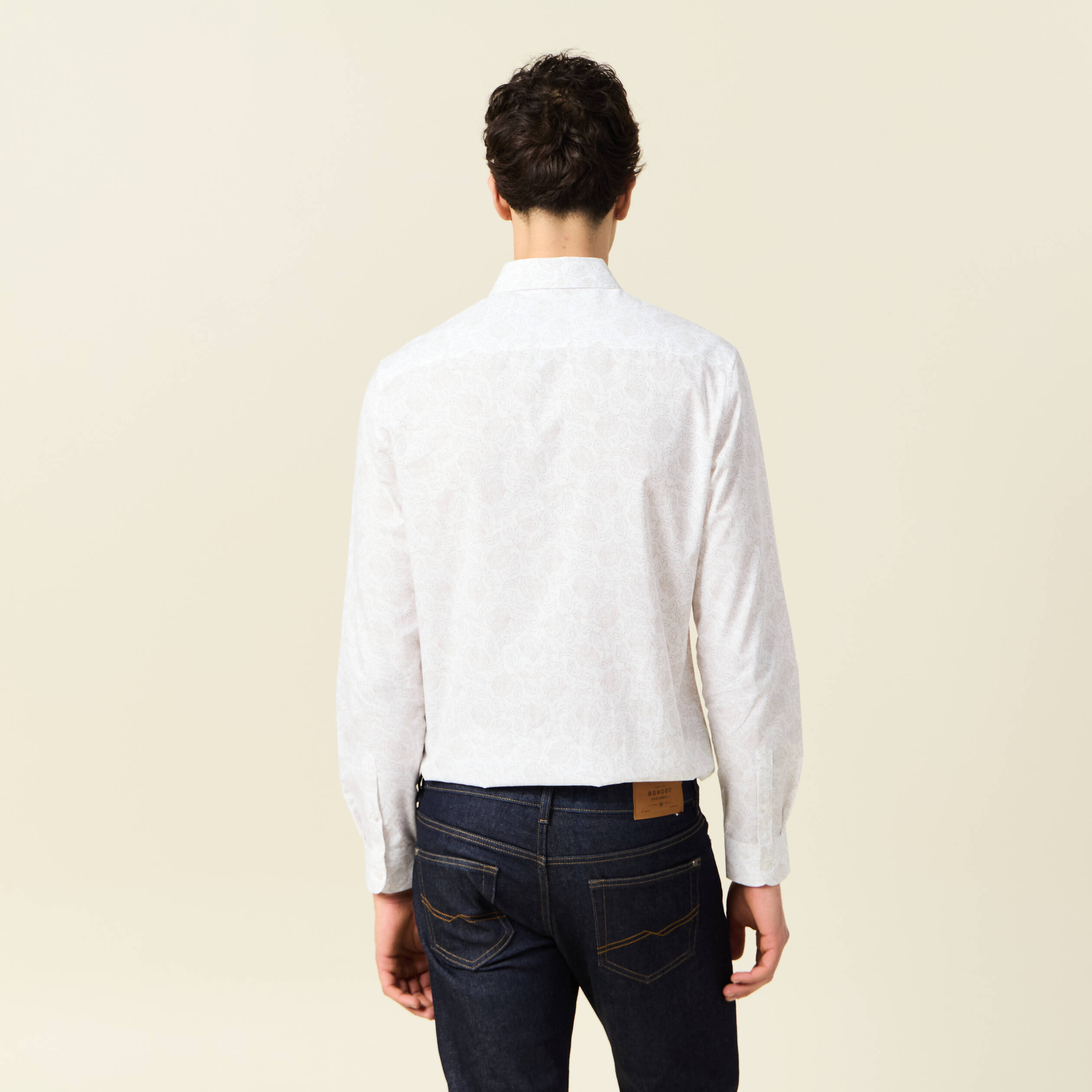Chemise en coton manches longues blanc homme