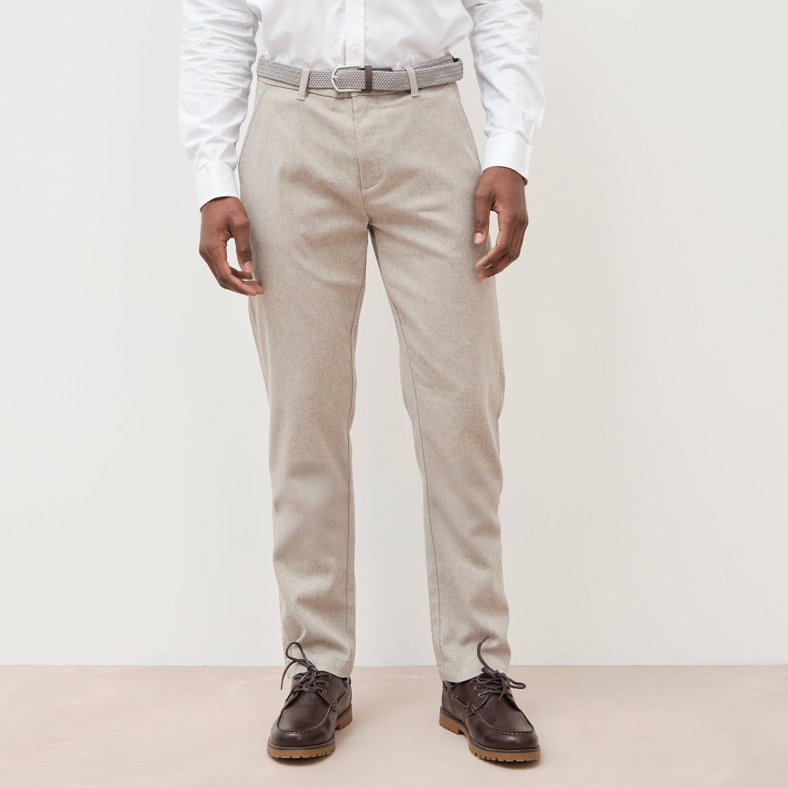 Pantalon chino avec ceinture beige homme