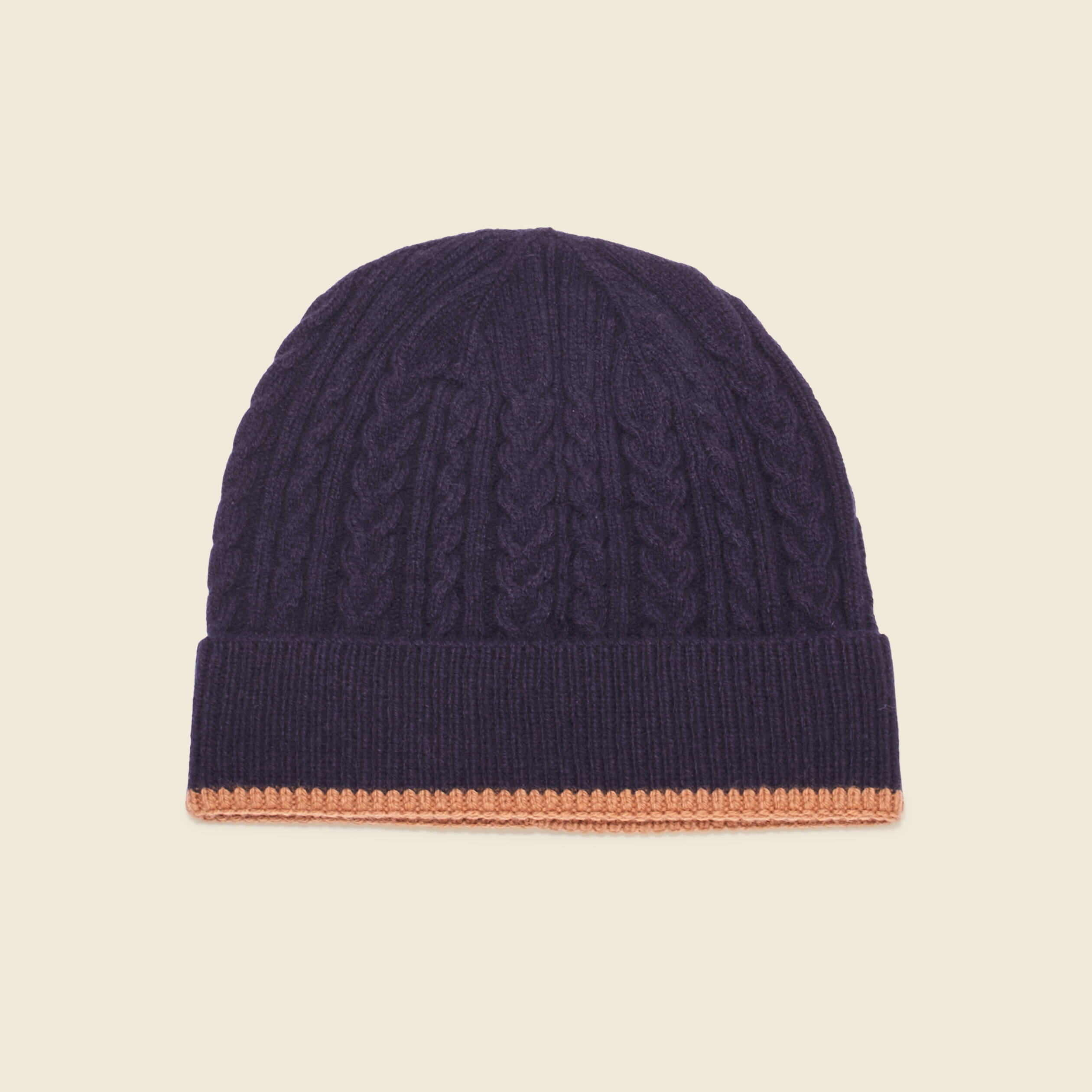 Bonnet avec torsades fabriqu&eacute; en France bleu marine homme