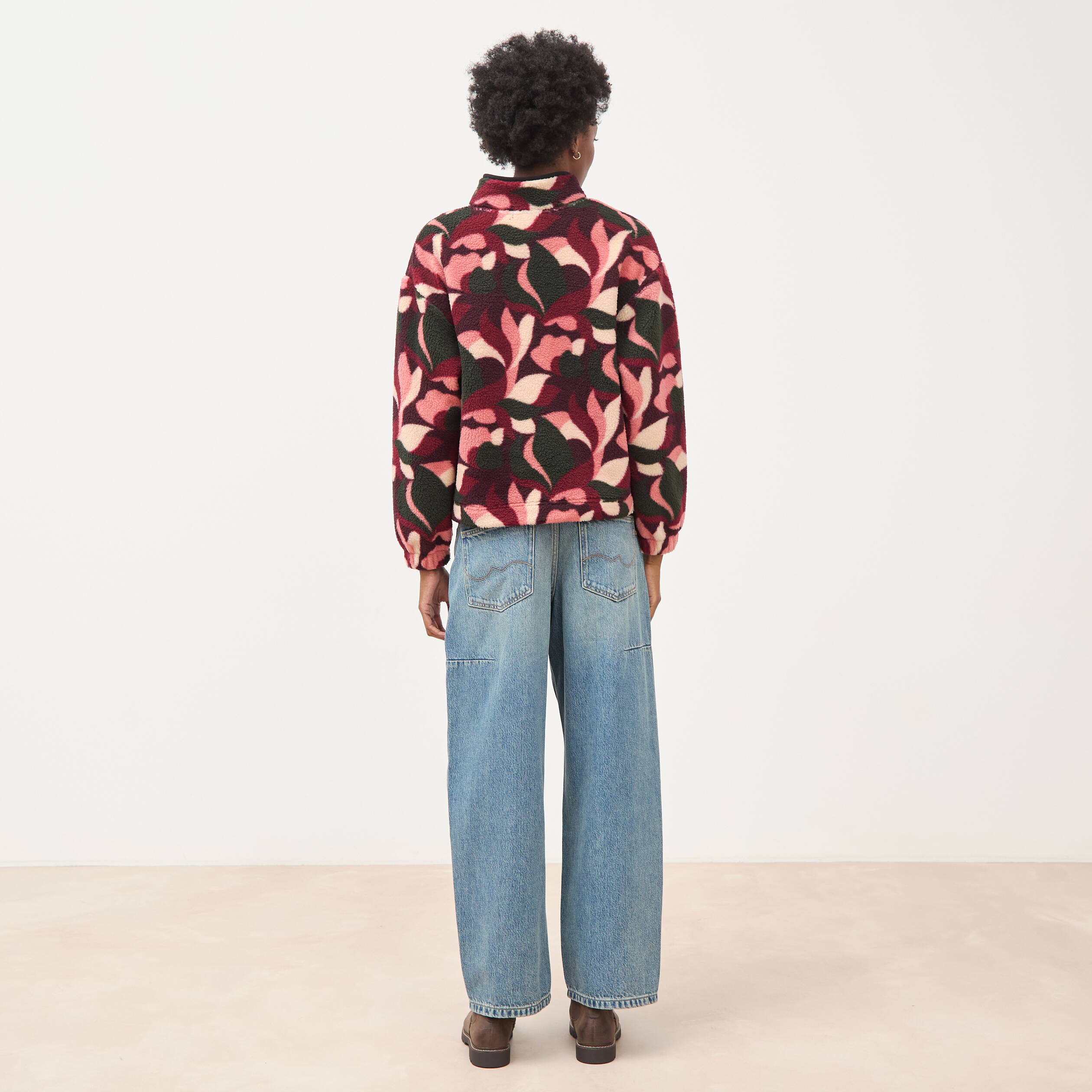 Cardigan col montant manches longues bordeaux femme