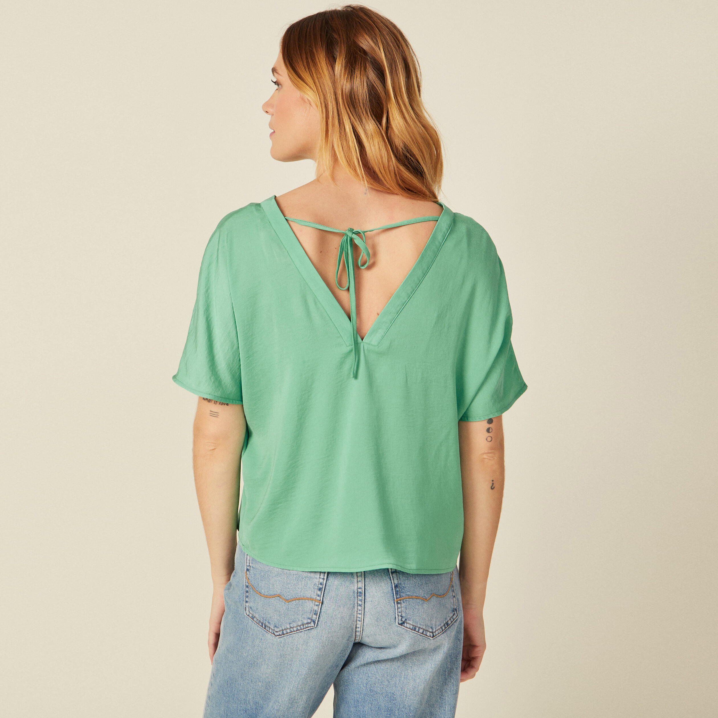 Blouse manches courtes vert menthe femme