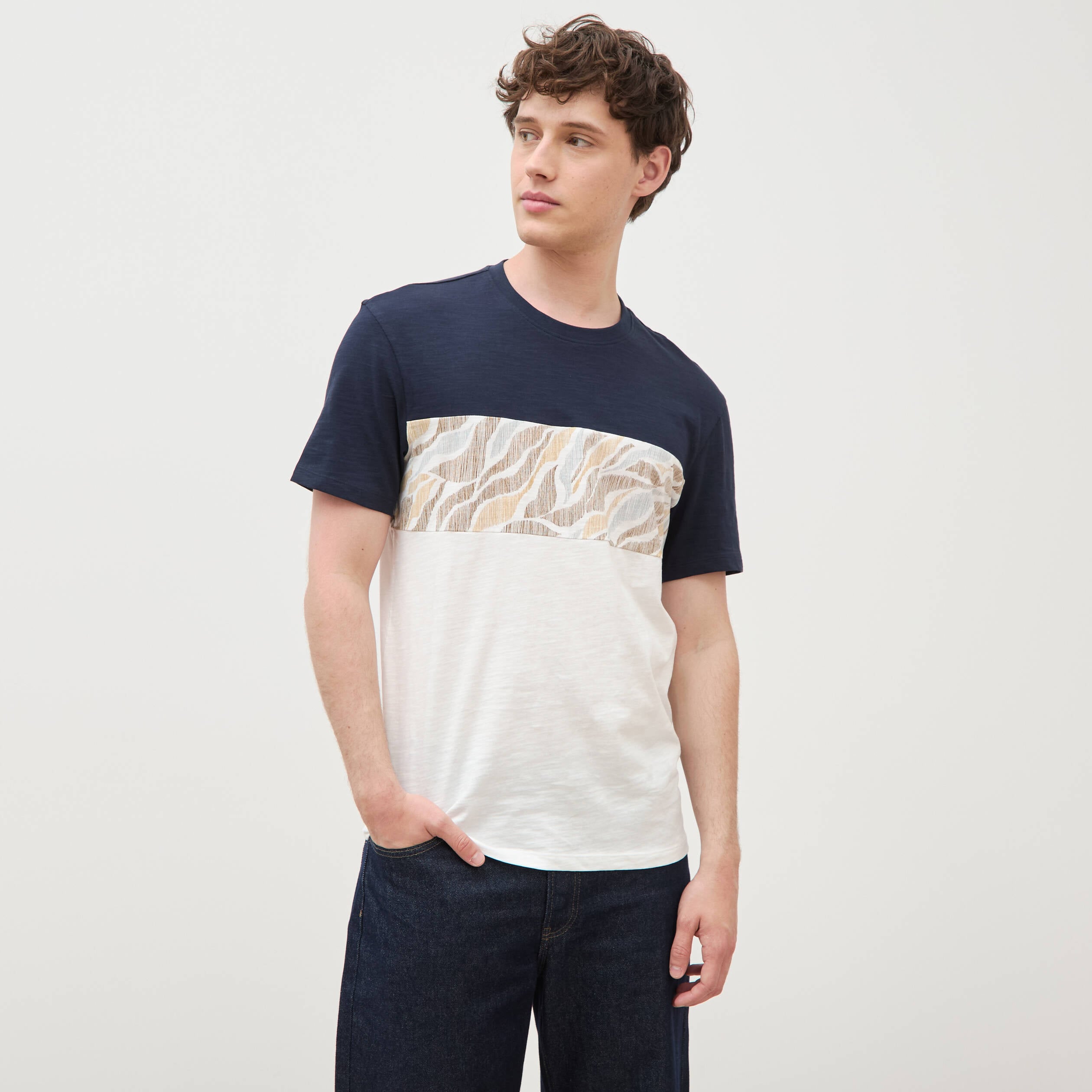 T-shirt manches courtes ecru homme
