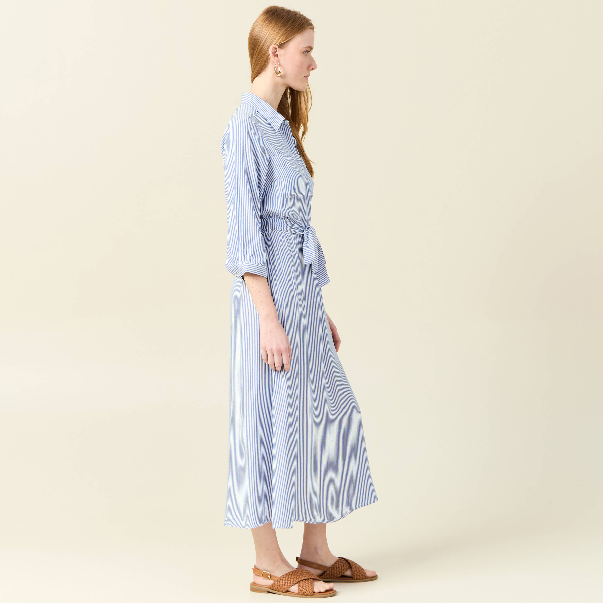 robe chemise eco responsable ecru femme Robe chemise éco-responsable ecru femme