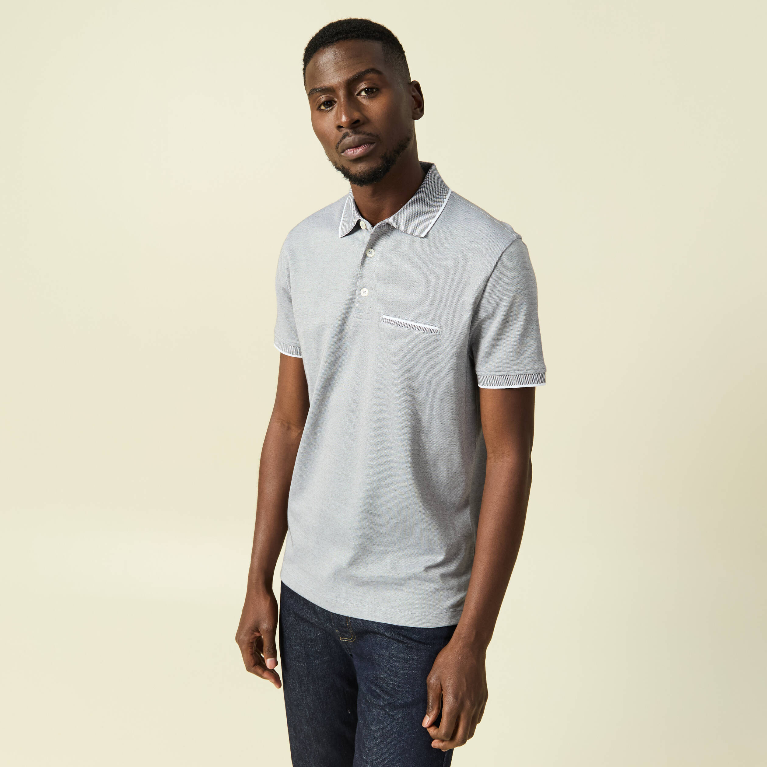 Polo manches courtes gris fonc&eacute; homme