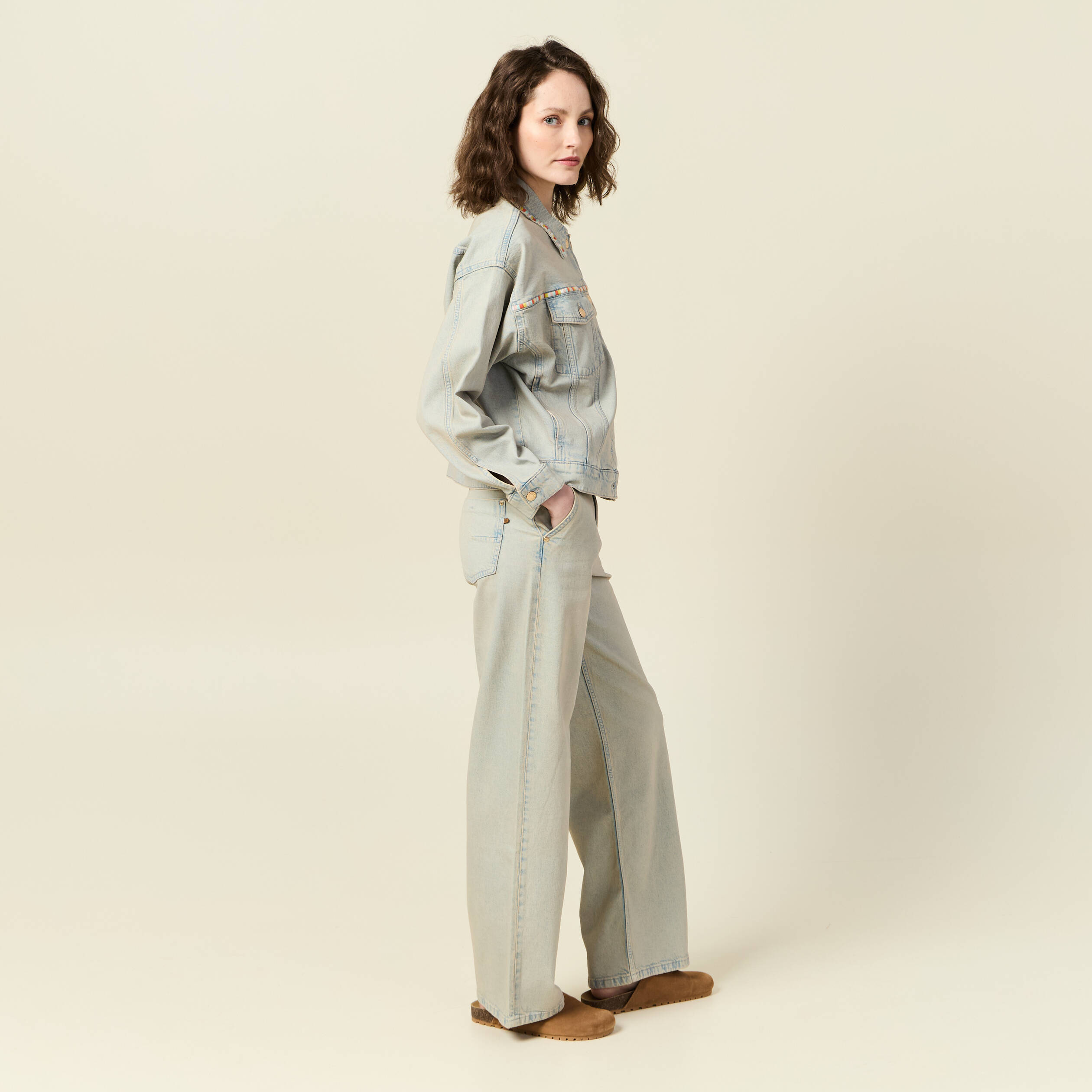 veste oversize en jean bleu ciel femme Veste oversize en jean bleu ciel femme