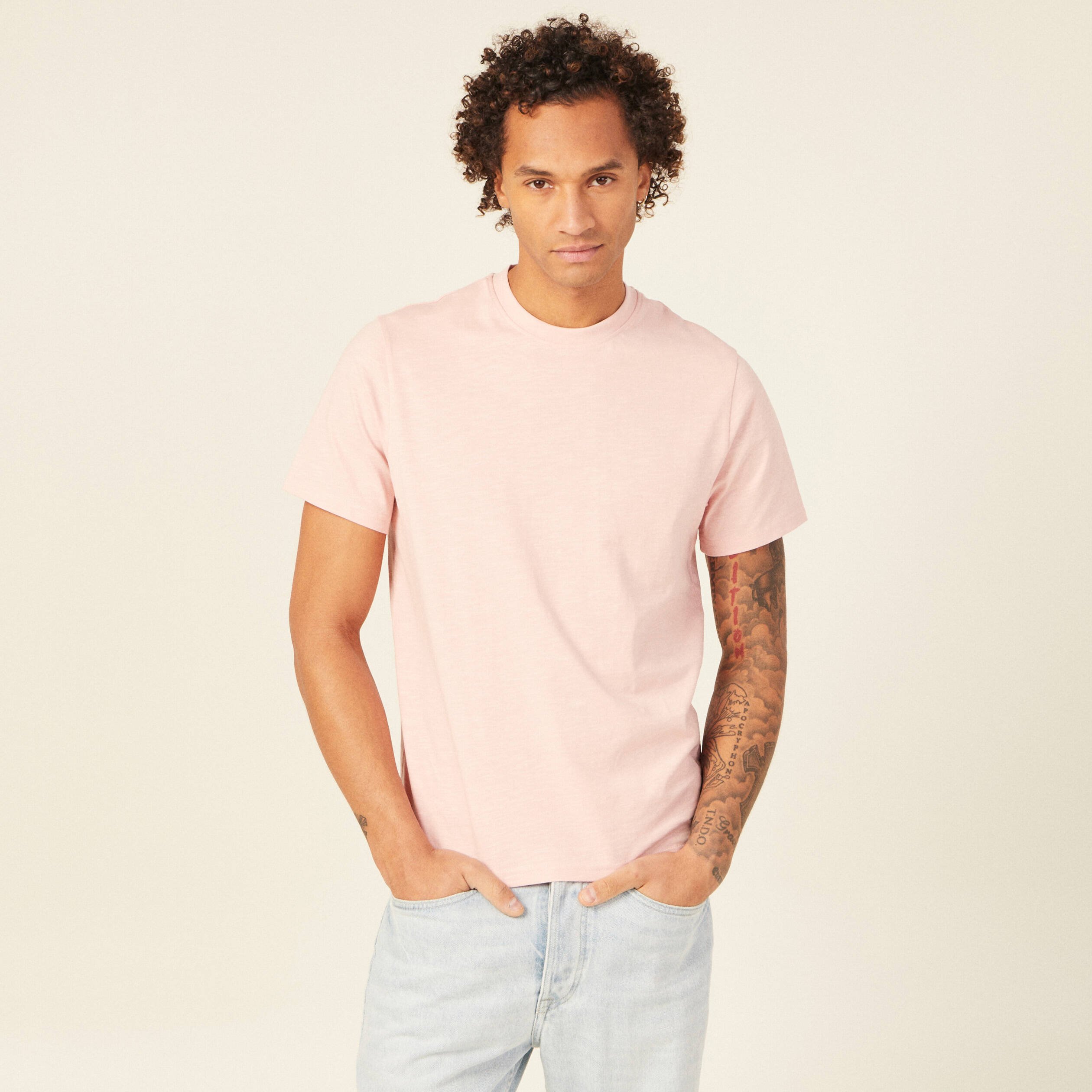 t shirt eco responsable rose clair homme T-shirt éco-responsable rose clair homme