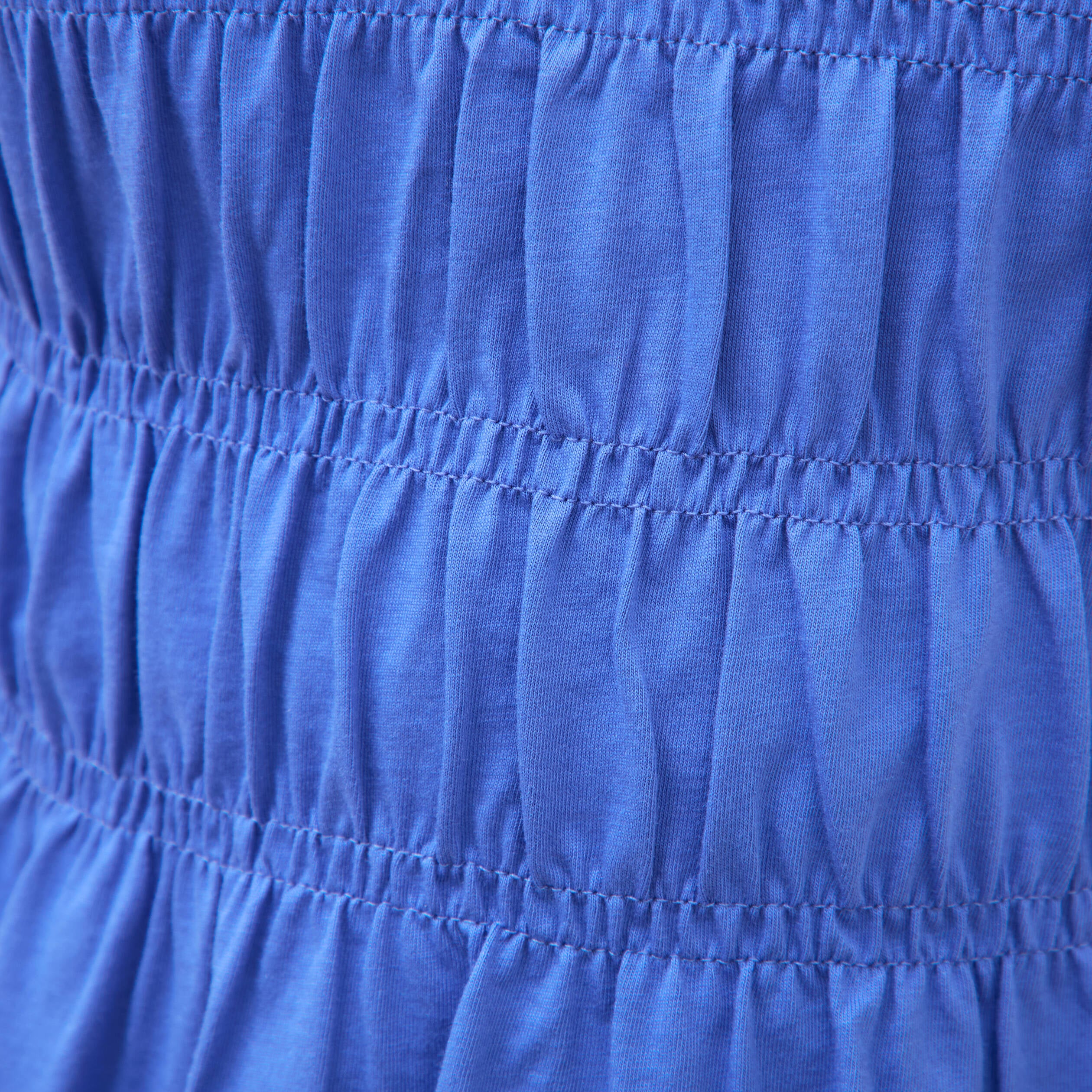T-shirt fronc&eacute; col rond manches courtes bleu electrique femme