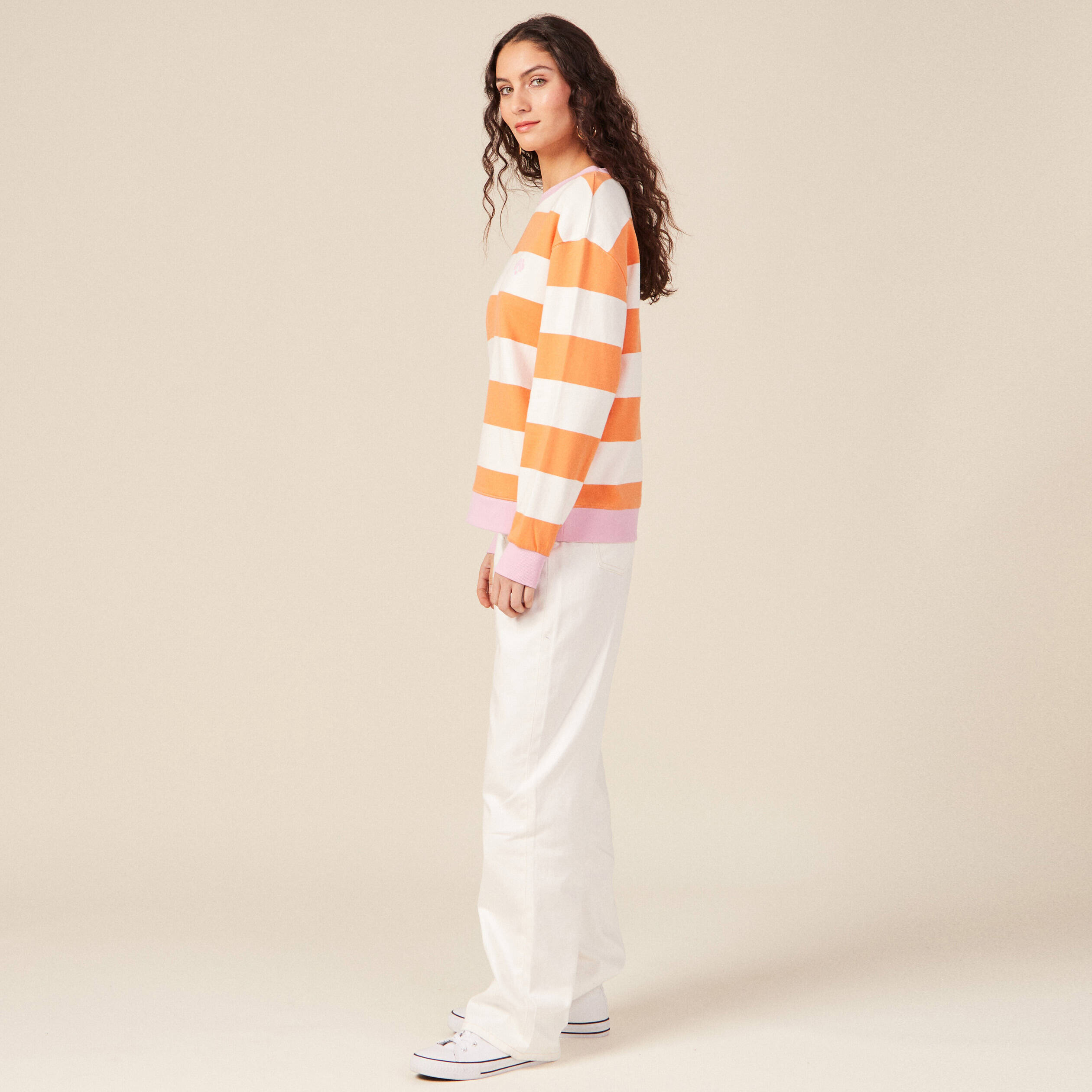 sweat eco responsable orange clair femme Sweat éco-responsable orange clair femme