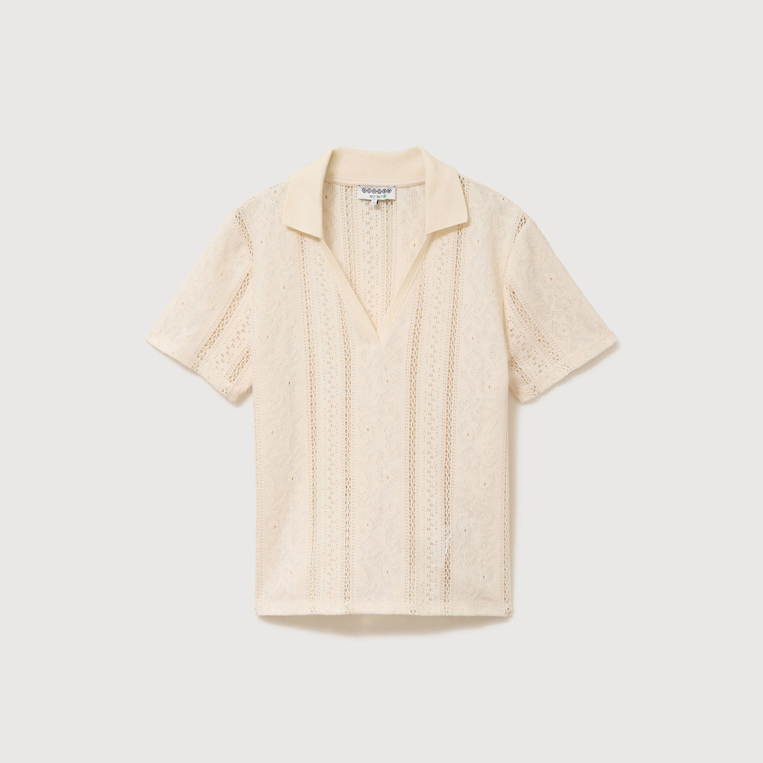 Polo ajust&eacute; manches courtes dentelle ivoire femme