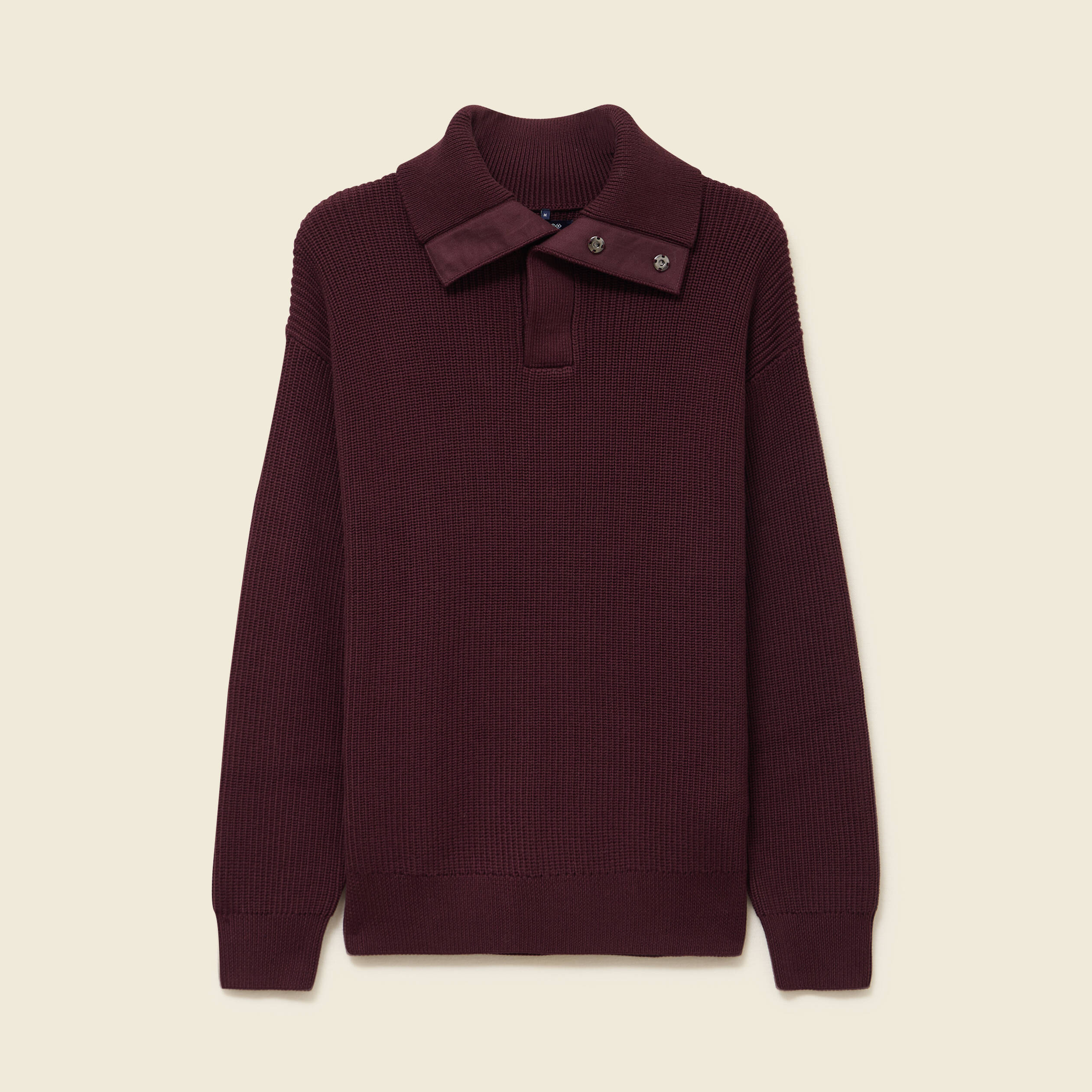 Pull droit manches longues bordeaux homme