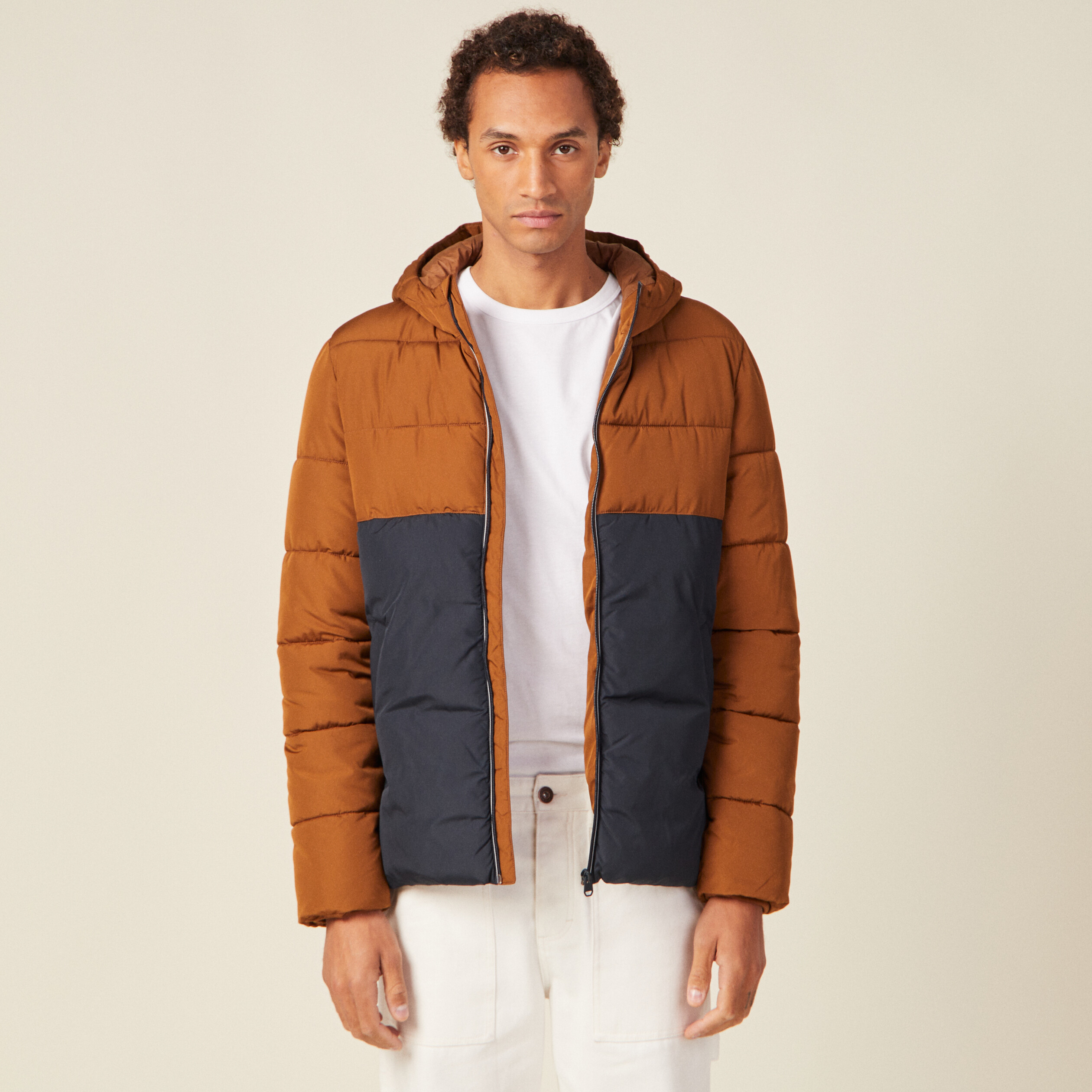 Doudoune oversize à capuche bleu marine homme
