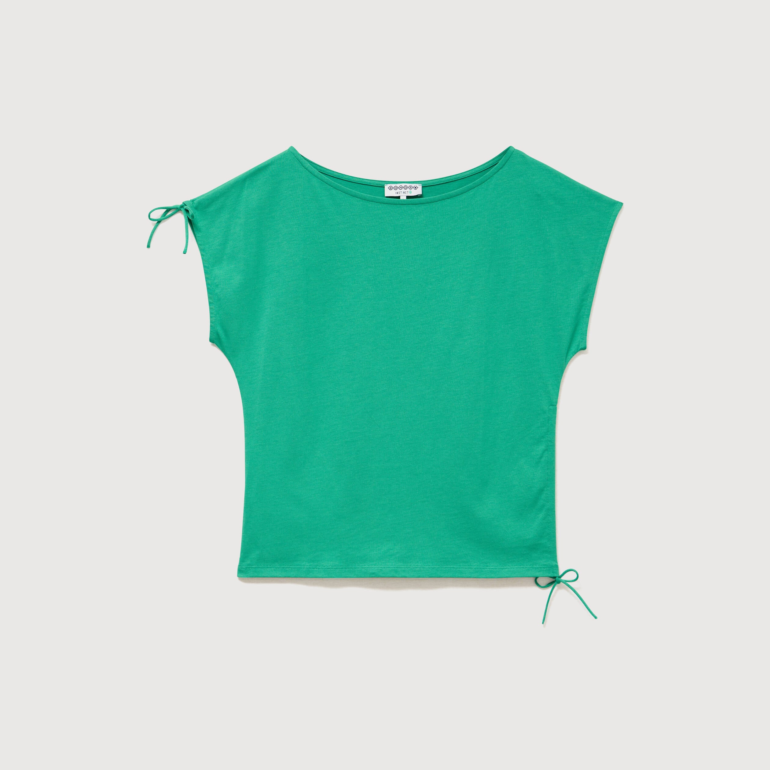 T-shirt col bateau manches courtes vert femme