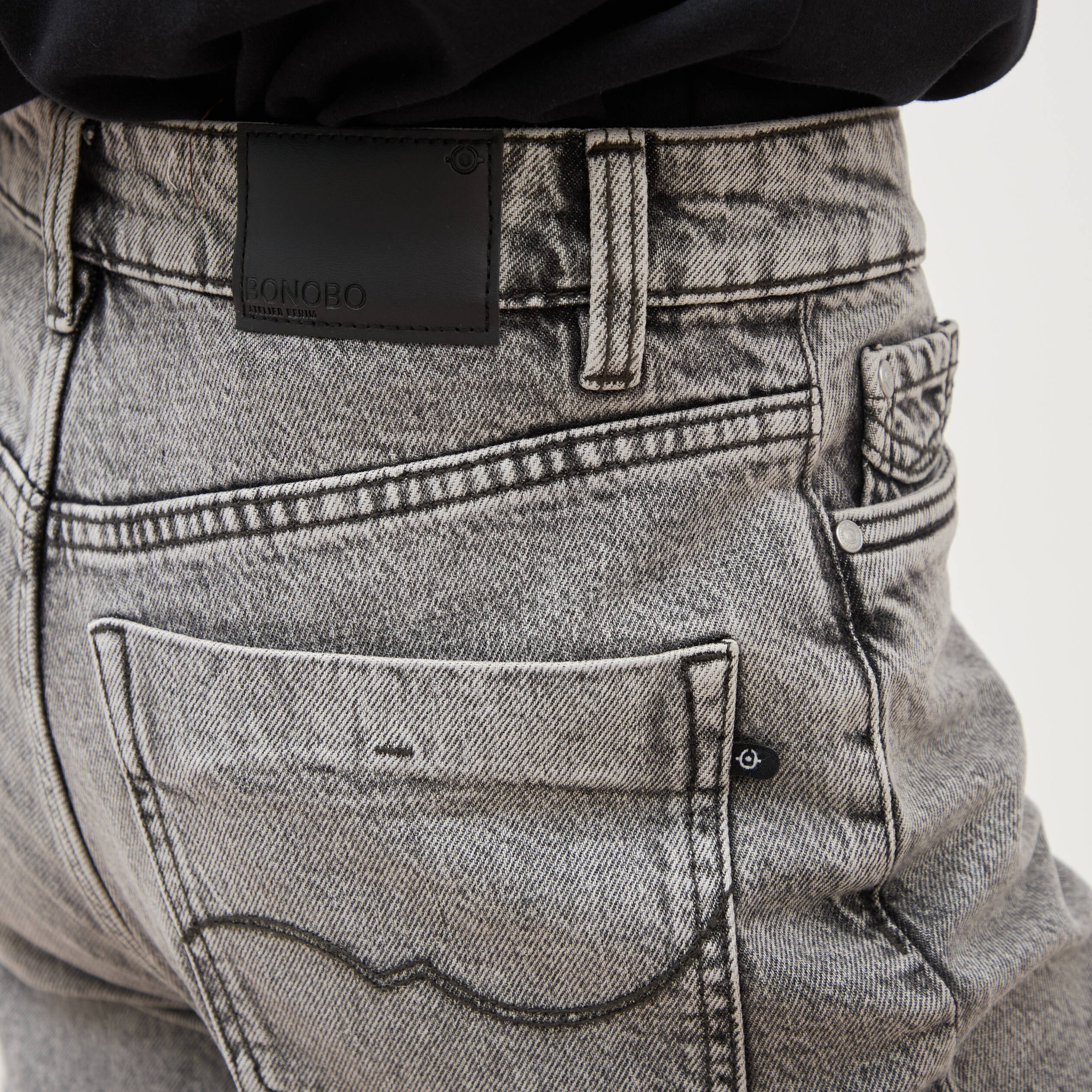 Jeans mom 7/8&egrave;me denim snow gris femme