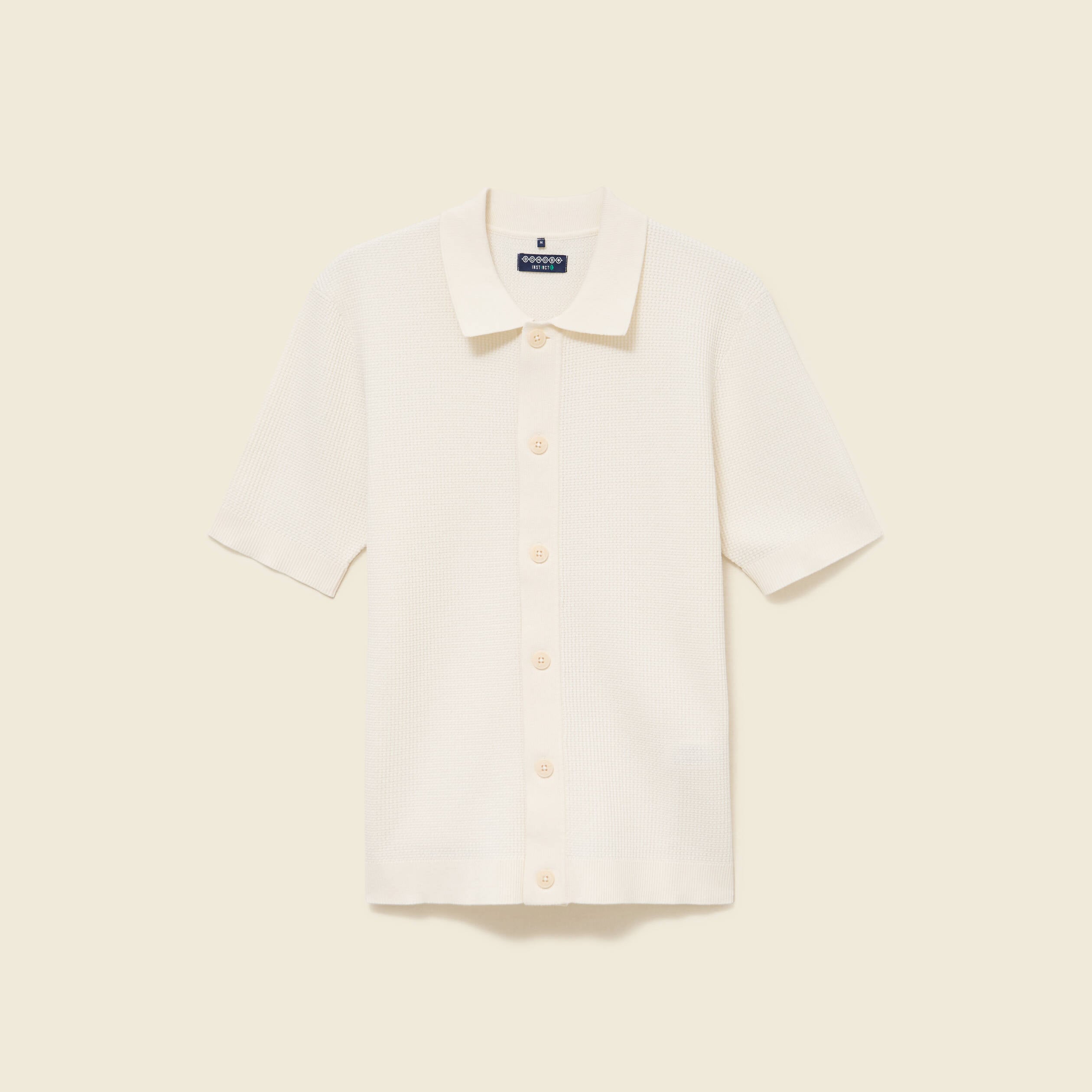Chemise manches courtes col polo ecru homme