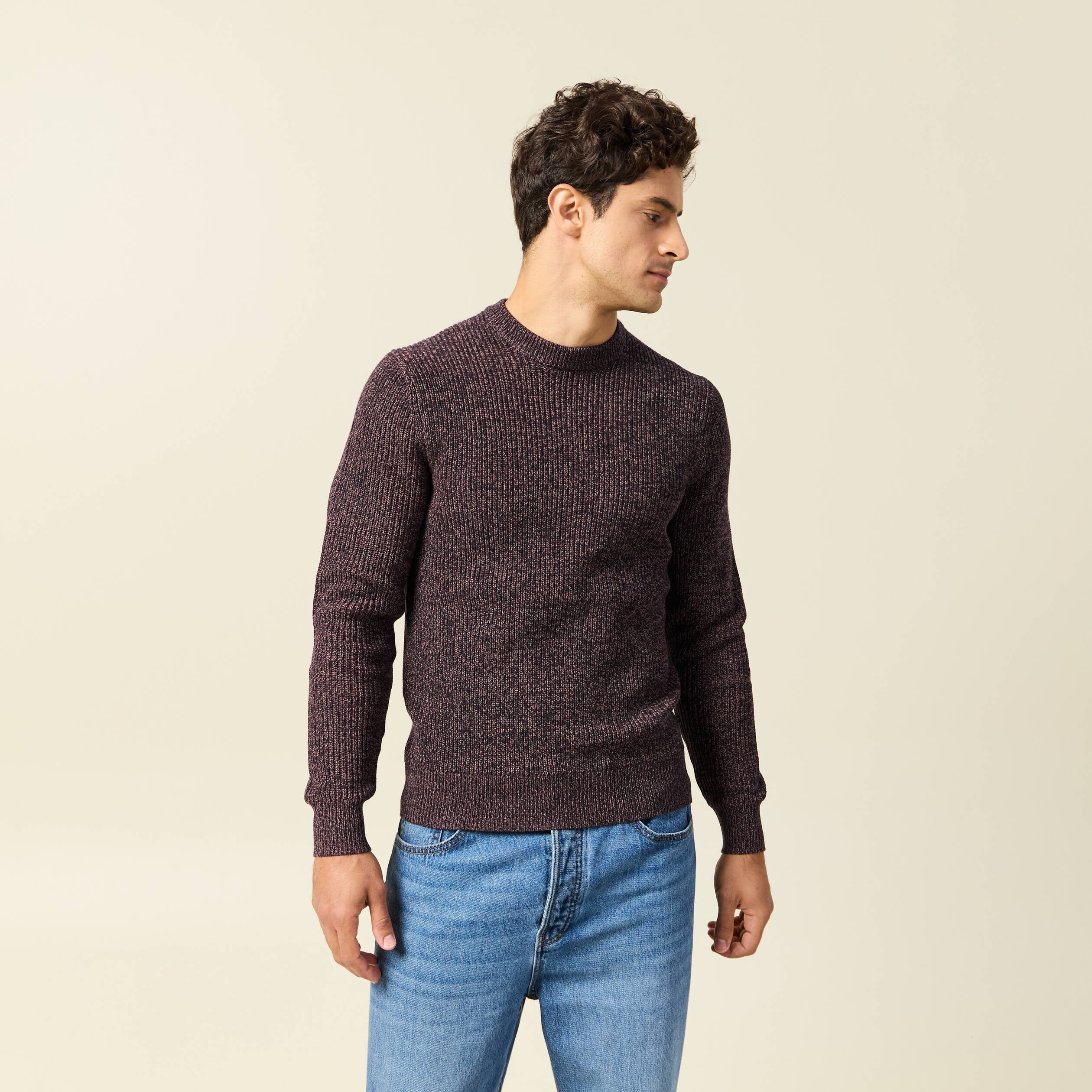 Pull manches longues bordeaux homme