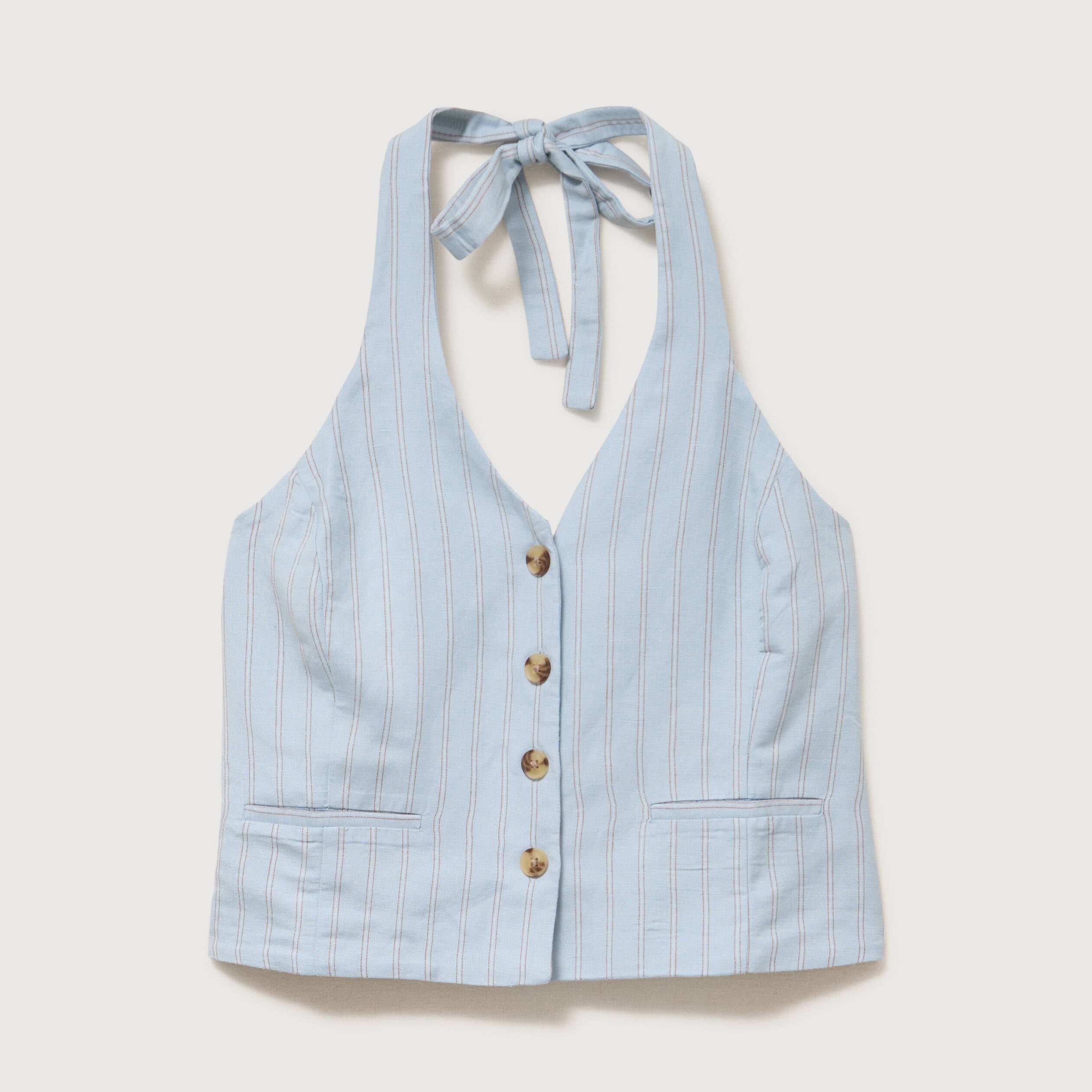 D&eacute;bardeur sans manches dos nu bleu ciel femme