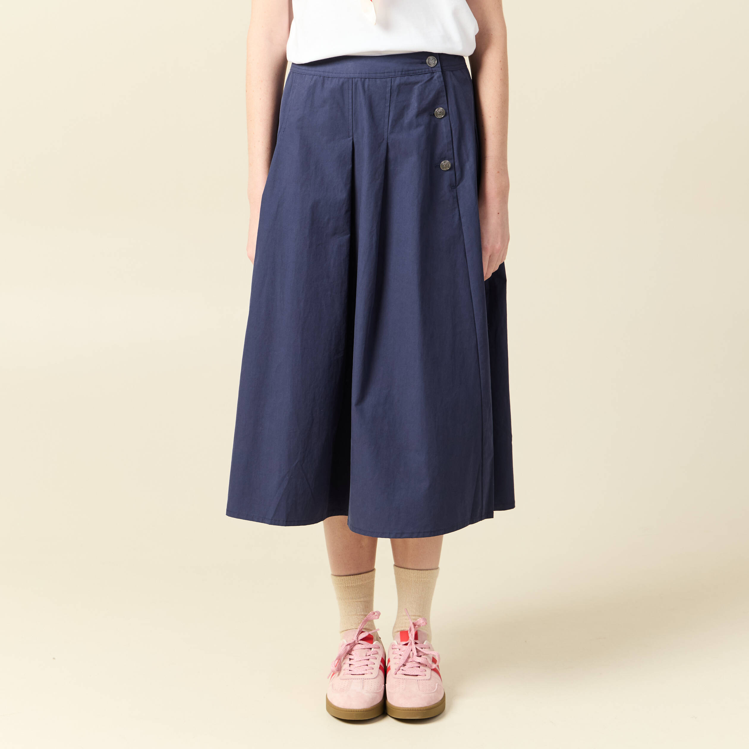 Jupe en coton bleu marine femme