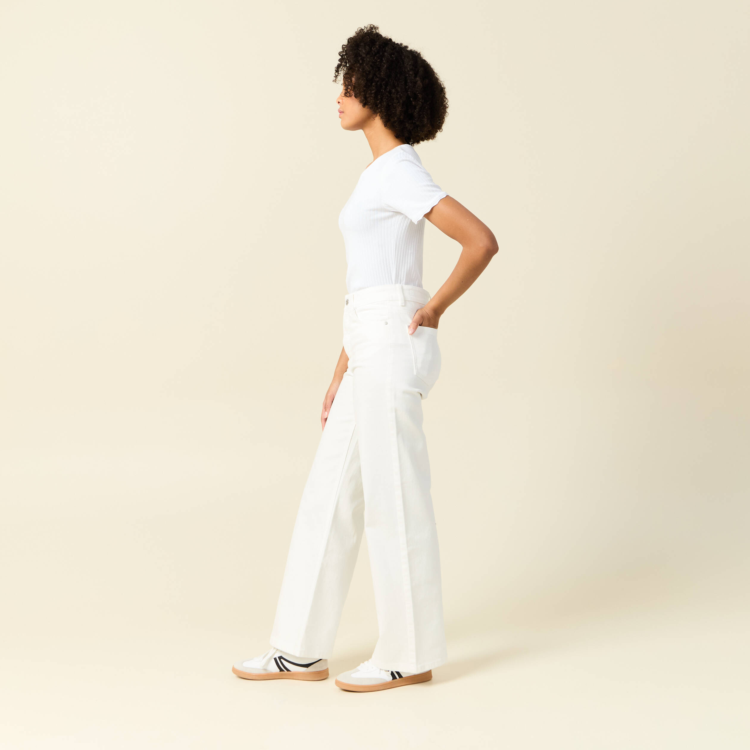 jeans large eco responsable denim blanc femme Jeans large éco-responsable denim blanc femme