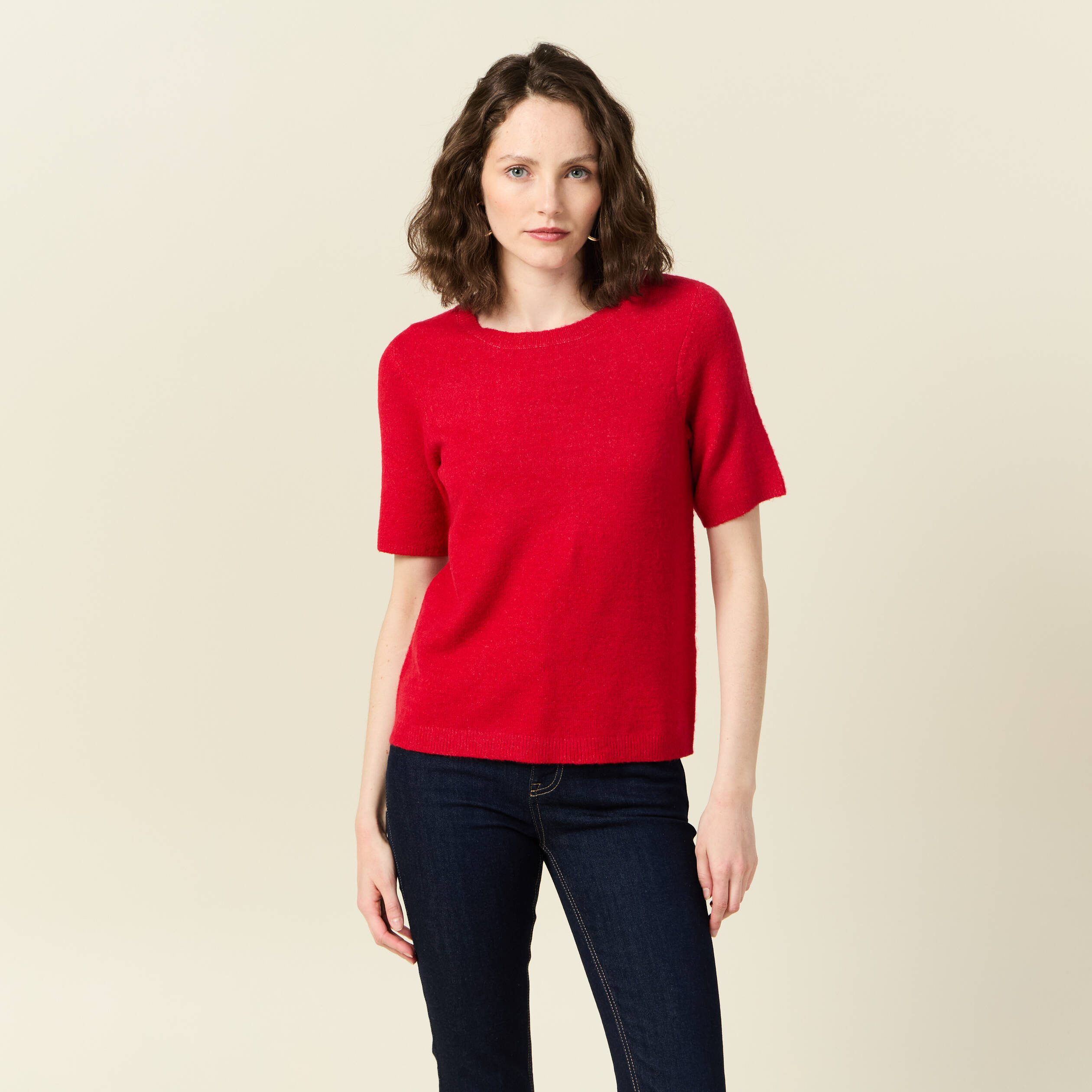 pull manches courtes rouge femme Pull manches courtes rouge femme