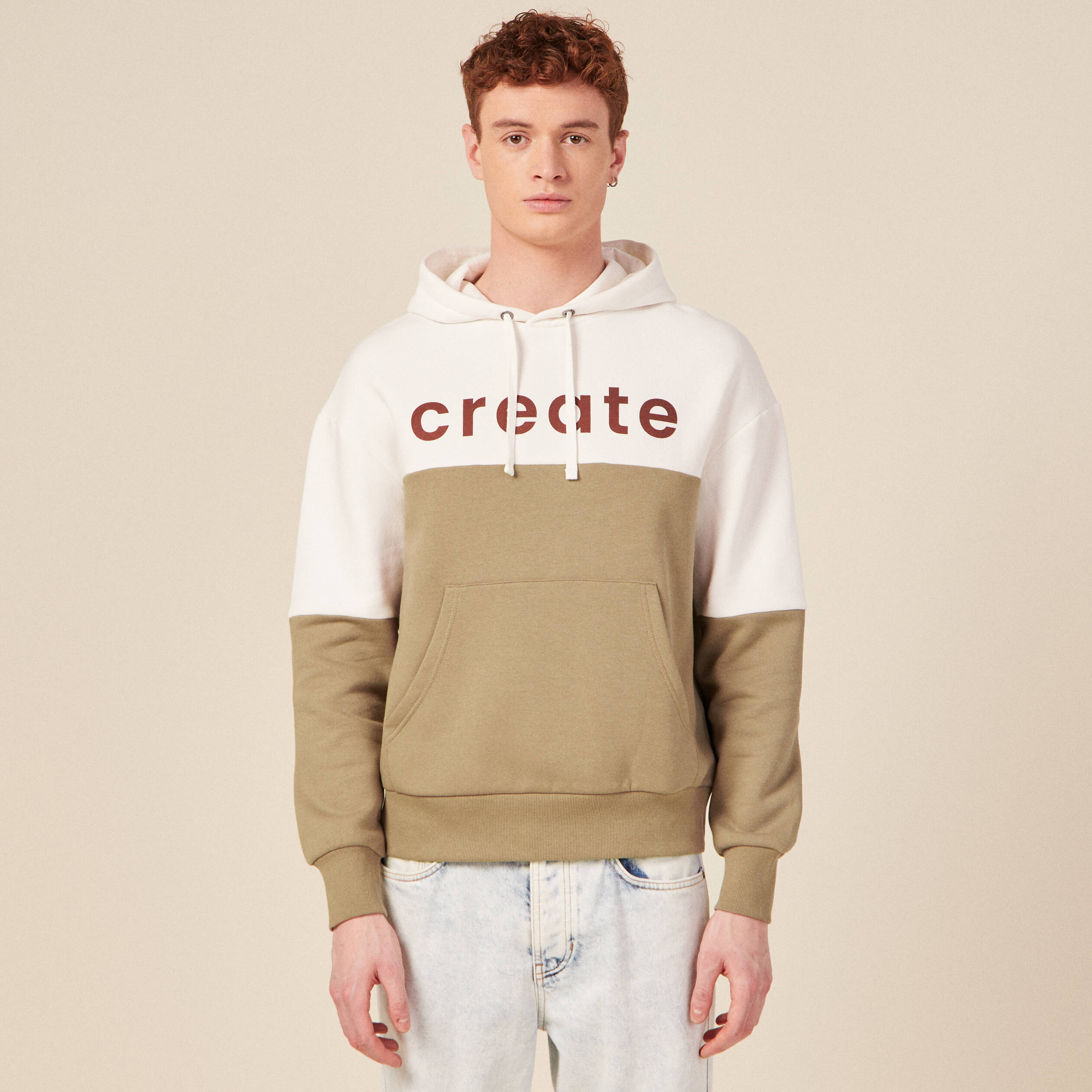 Sweat capuche éco-responsable taupe homme